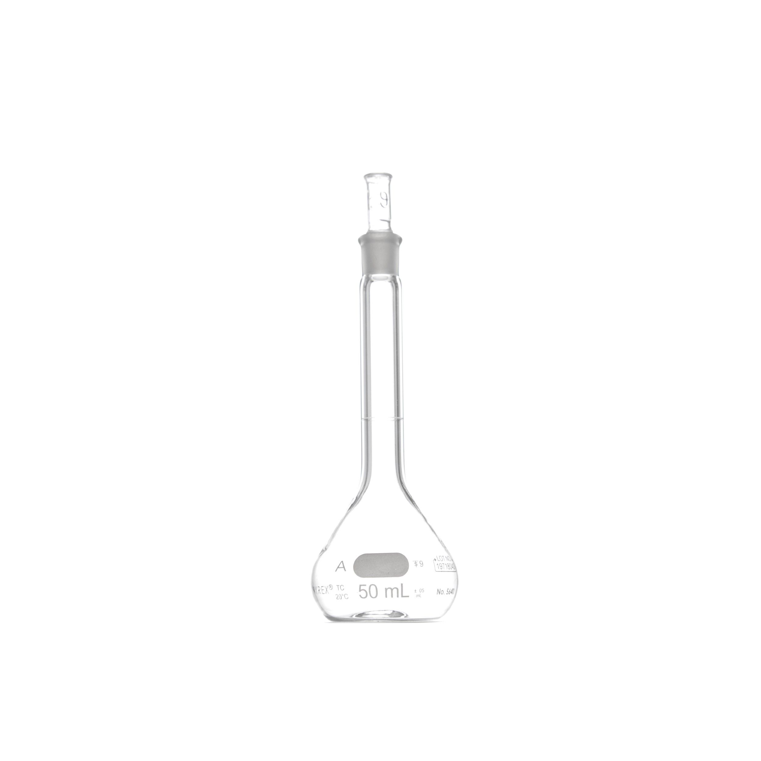 MATRAZ VOLUMÉTRICO DE 50ml CLASE A ASTM. PYREX