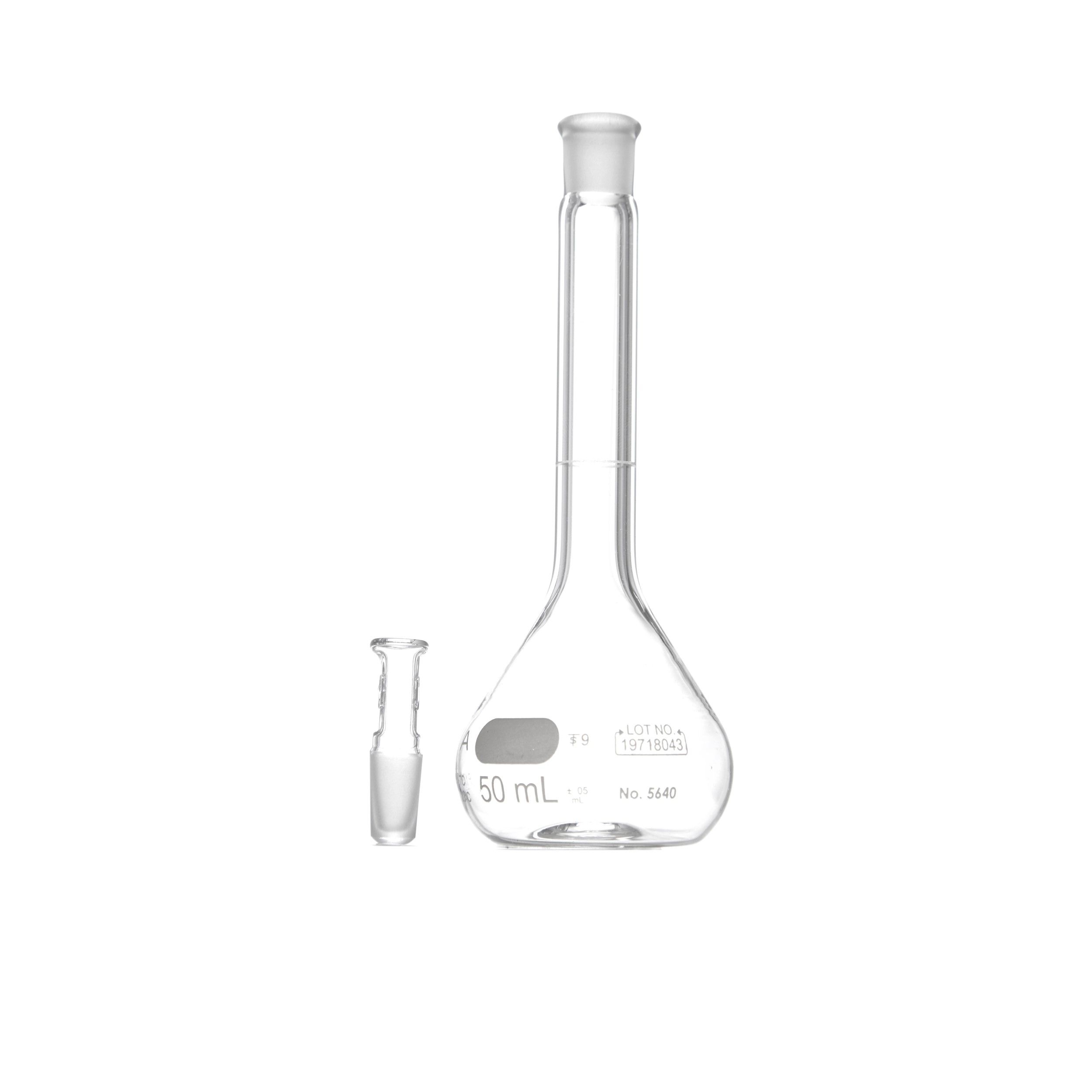 MATRAZ VOLUMÉTRICO DE 50ml CLASE A ASTM. PYREX