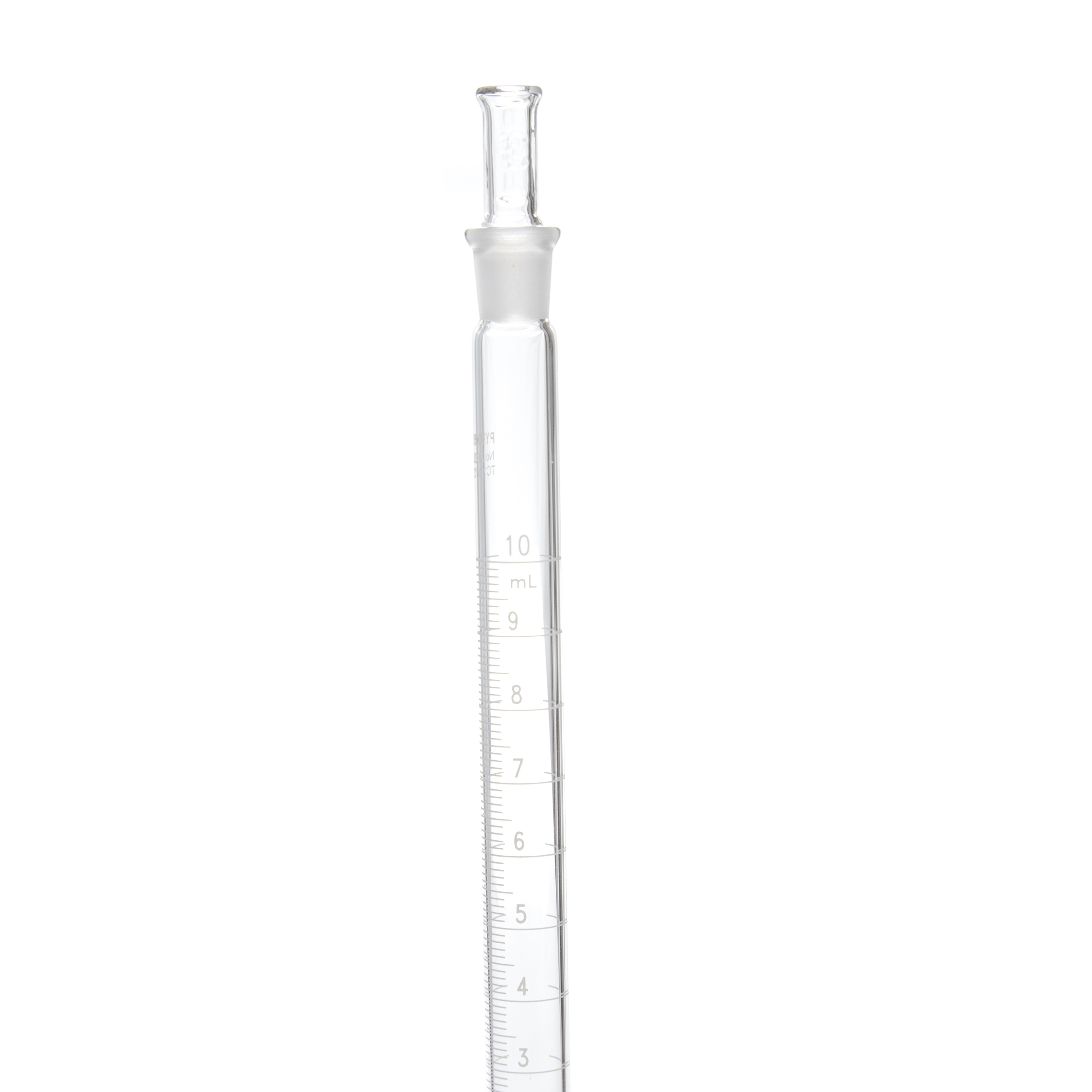 PROBETA GRADUADA DE 10ml CLASE B ASTM CON TAPÓN DE VIDRIO. PYREX