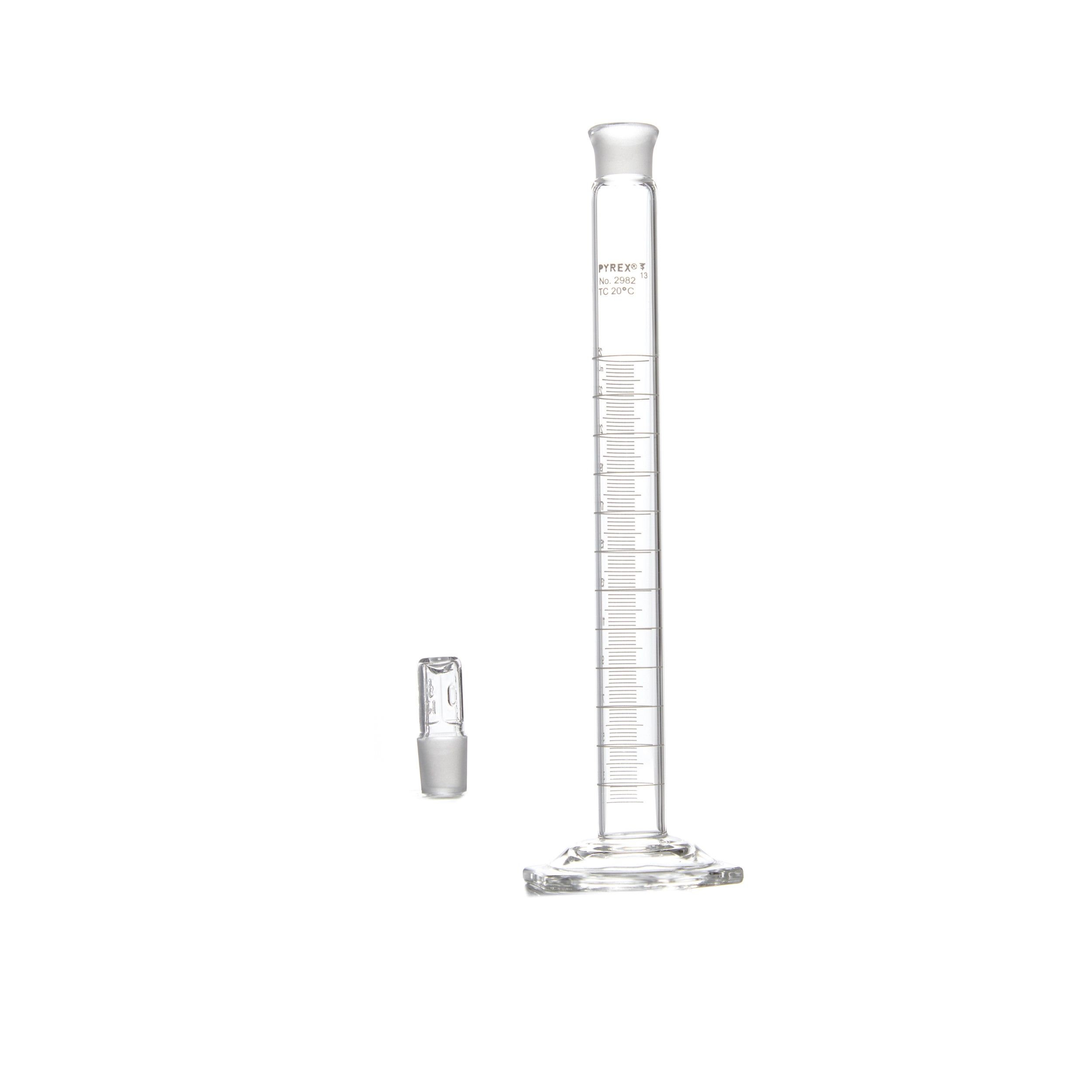 PROBETA GRADUADA DE 25ml CLASE B ASTM CON TAPÓN DE VIDRIO. PYREX