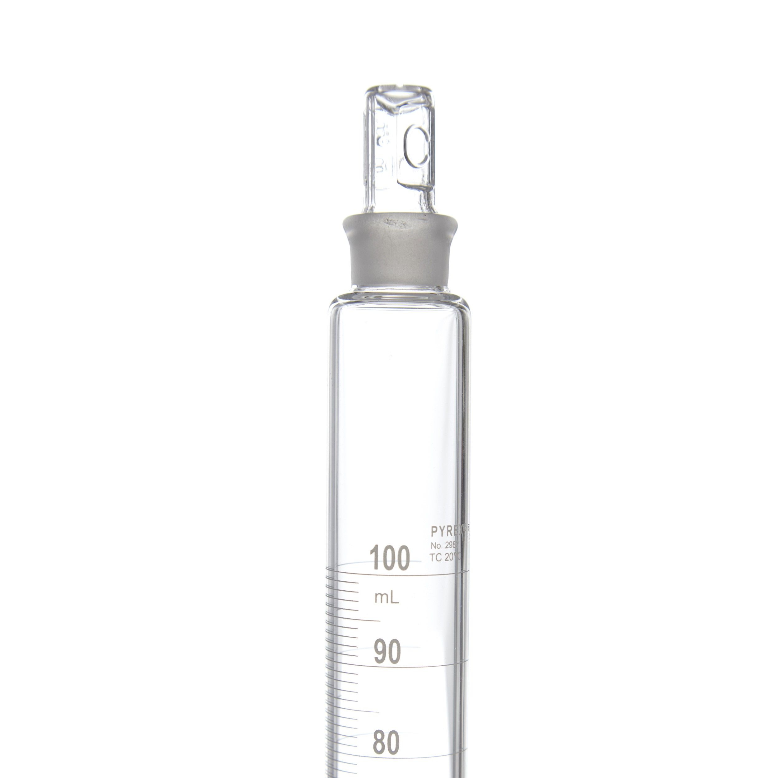 PROBETA GRADUADA DE 100ml CLASE B ASTM CON TAPÓN DE VIDRIO. PYREX