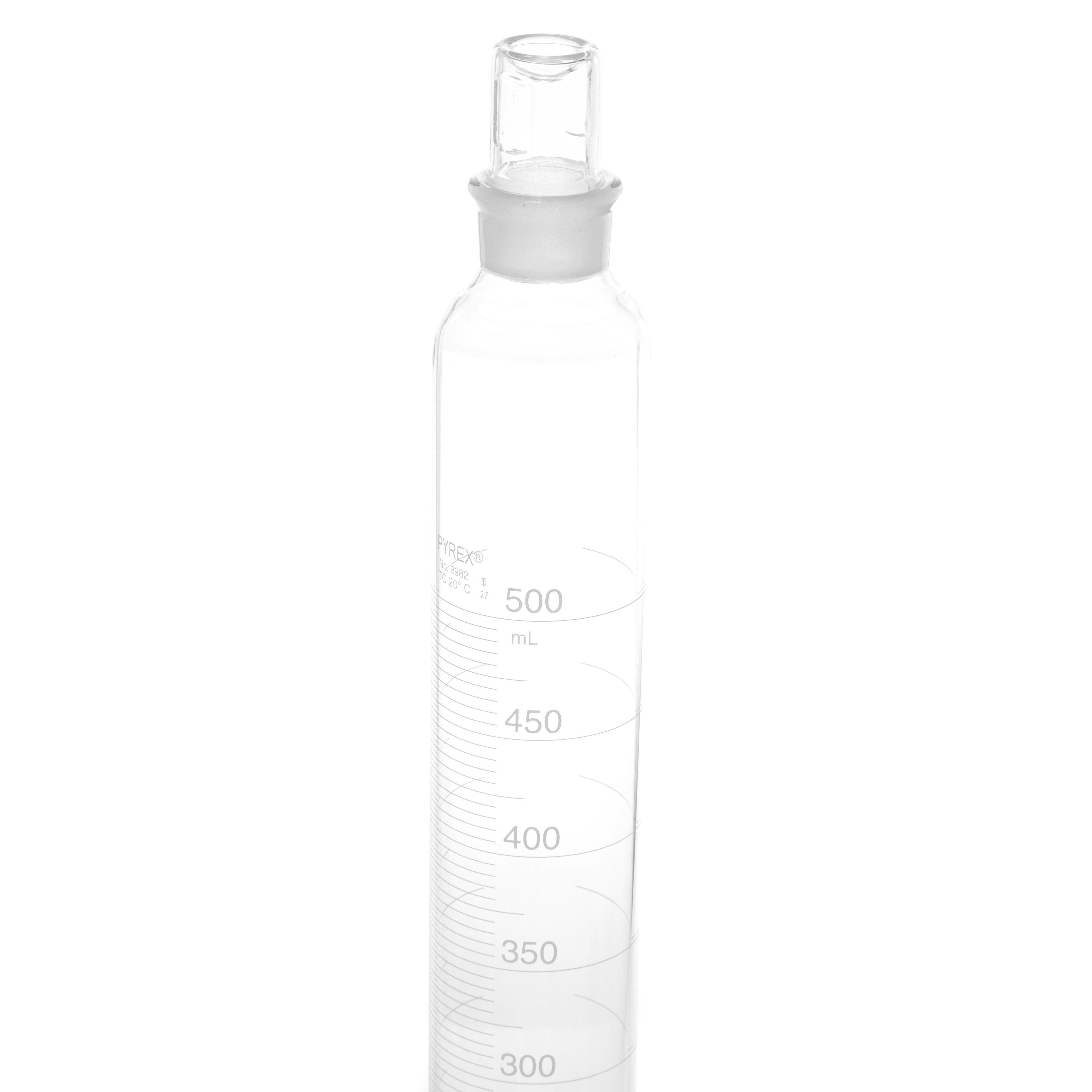 PROBETA GRADUADA DE 500ml CLASE B ASTM CON TAPÓN DE VIDRIO. PYREX