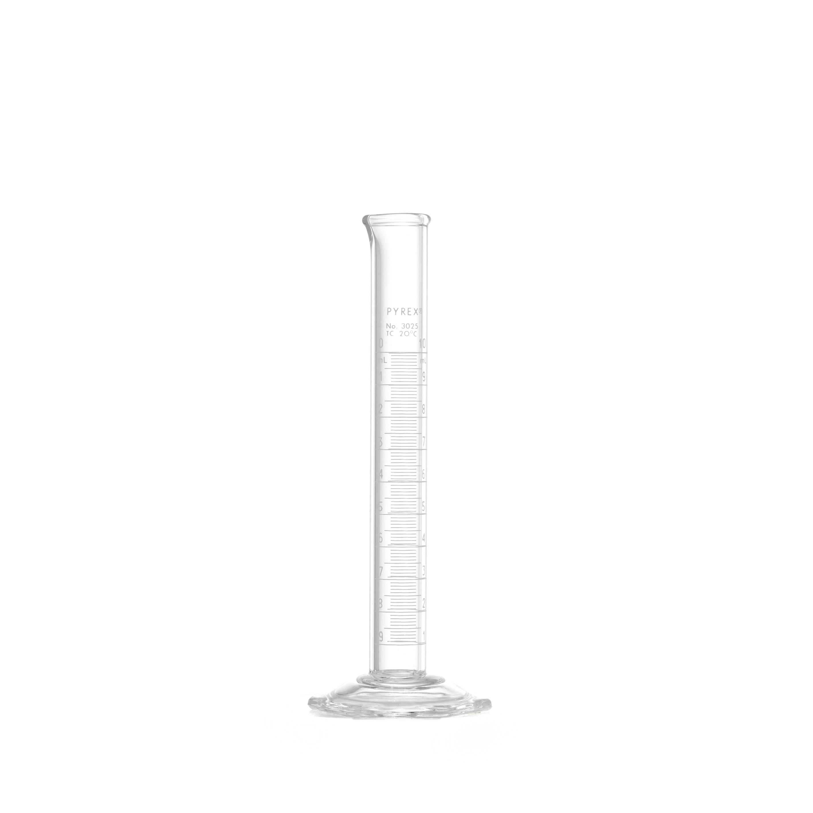 PROBETA GRADUADA DE 10ml CLASE B ASTM. DOBLE ESCALA. PYREX