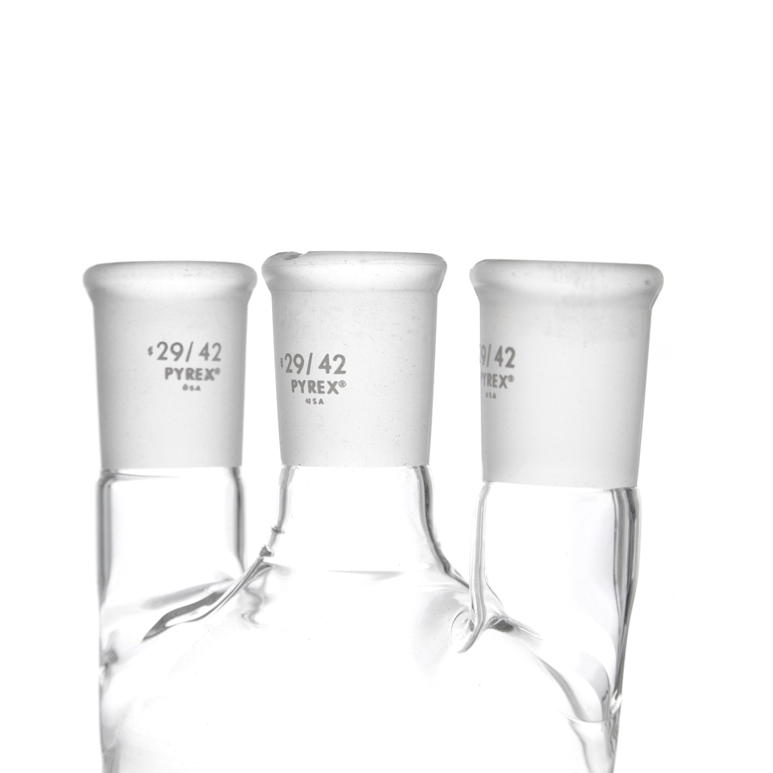 MATRAZ DE DESTILACIÓN DE 500ml CON TRES BOCAS VERTICALES 29/42. PYREX