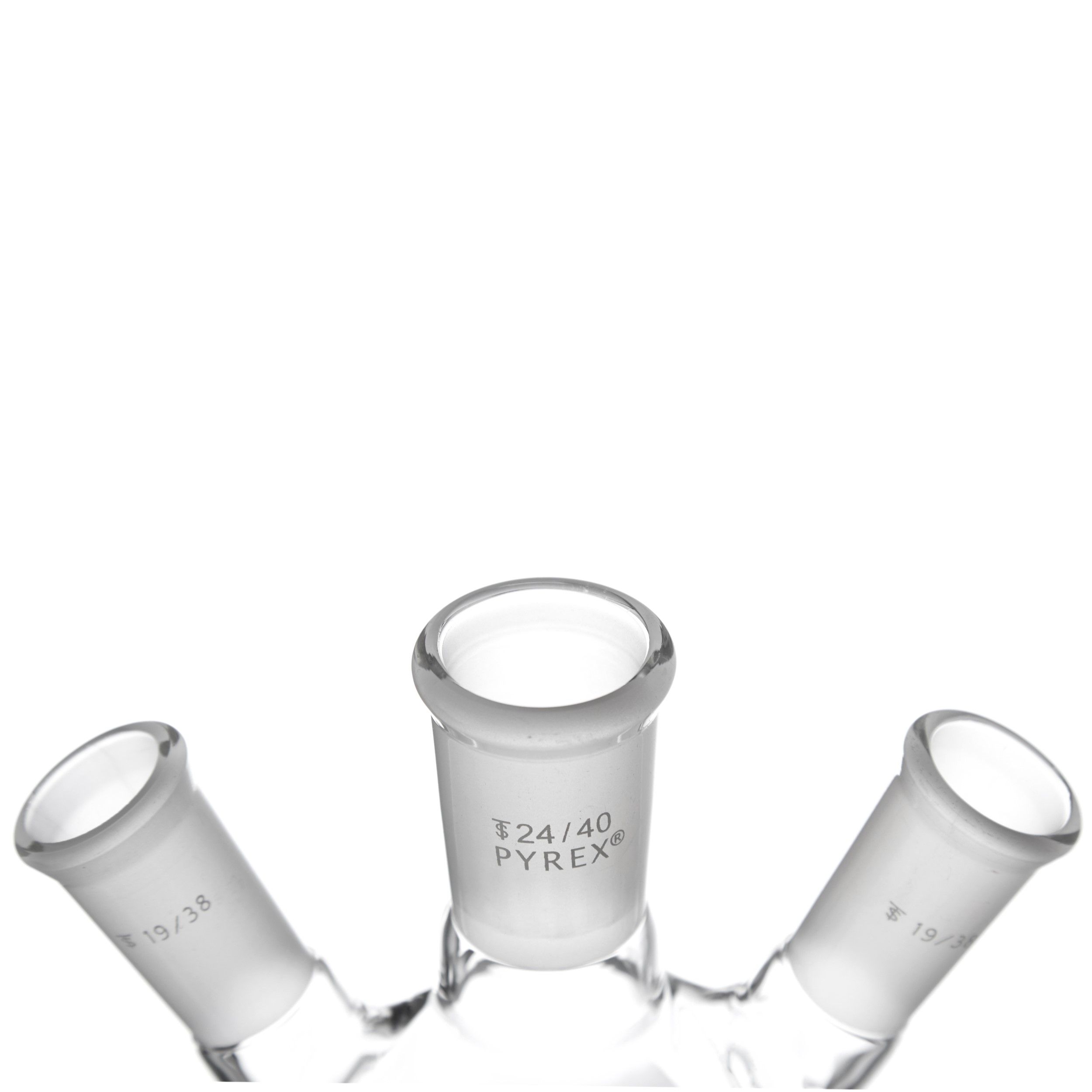 MATRAZ DE DESTILACIÓN DE 100ml CON TRES BOCAS EN ÁNGULO. PYREX