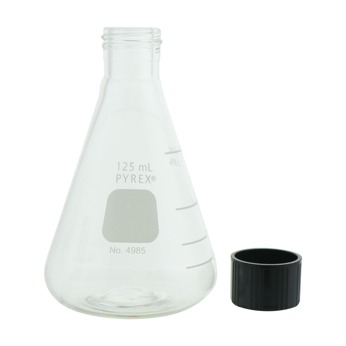 MATRAZ ERLENMEYER DE 125ml CON TAPÓN ROSCADO. PYREX