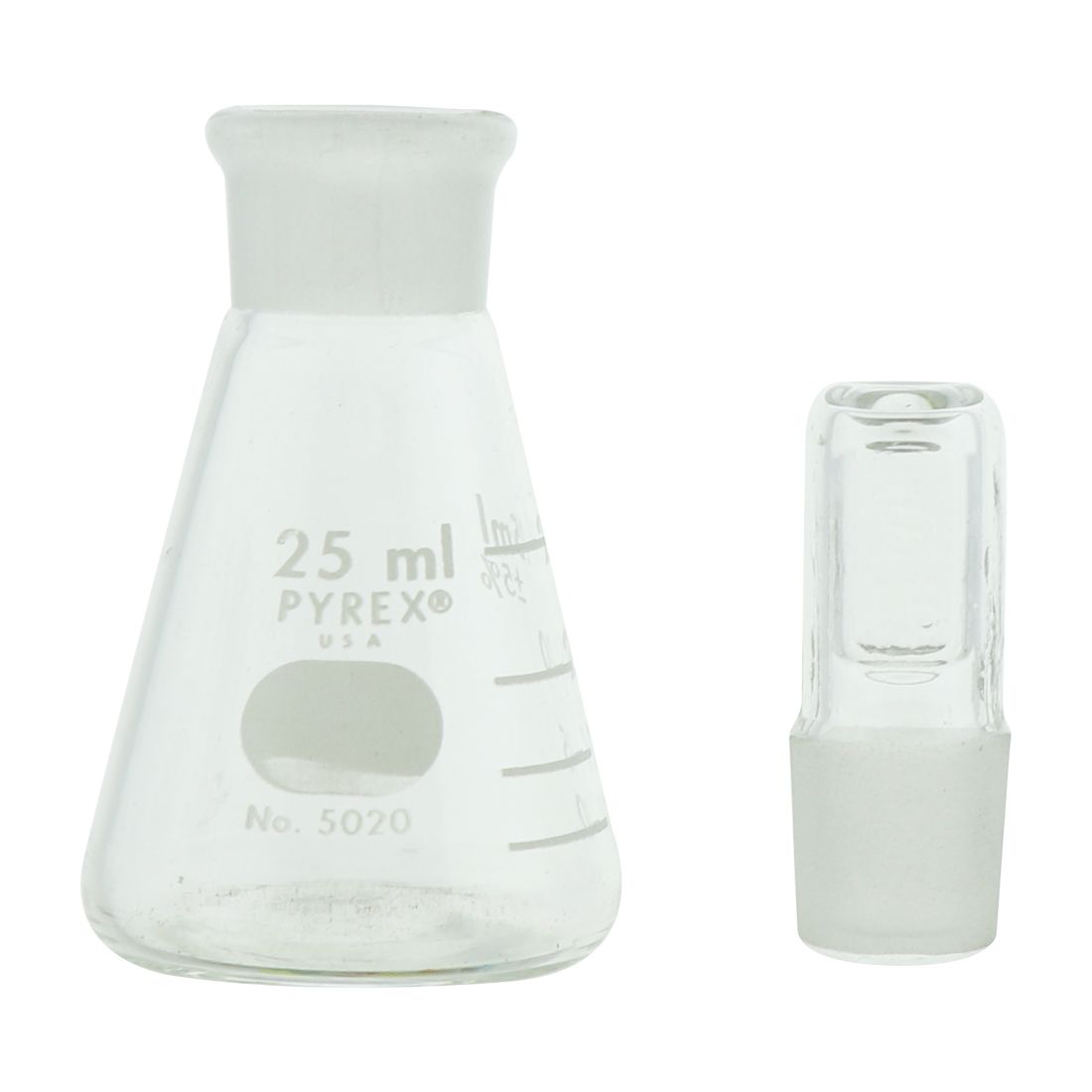 MATRAZ ERLENMEYER DE 25ml CON TAPÓN DE VIDRIO. KIMAX