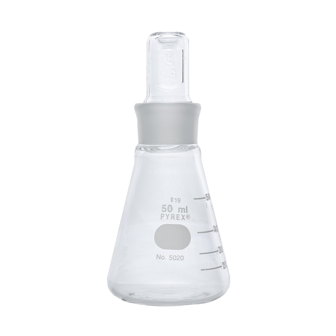 MATRAZ ERLENMEYER DE 50ml CON TAPÓN DE VIDRIO. PYREX
