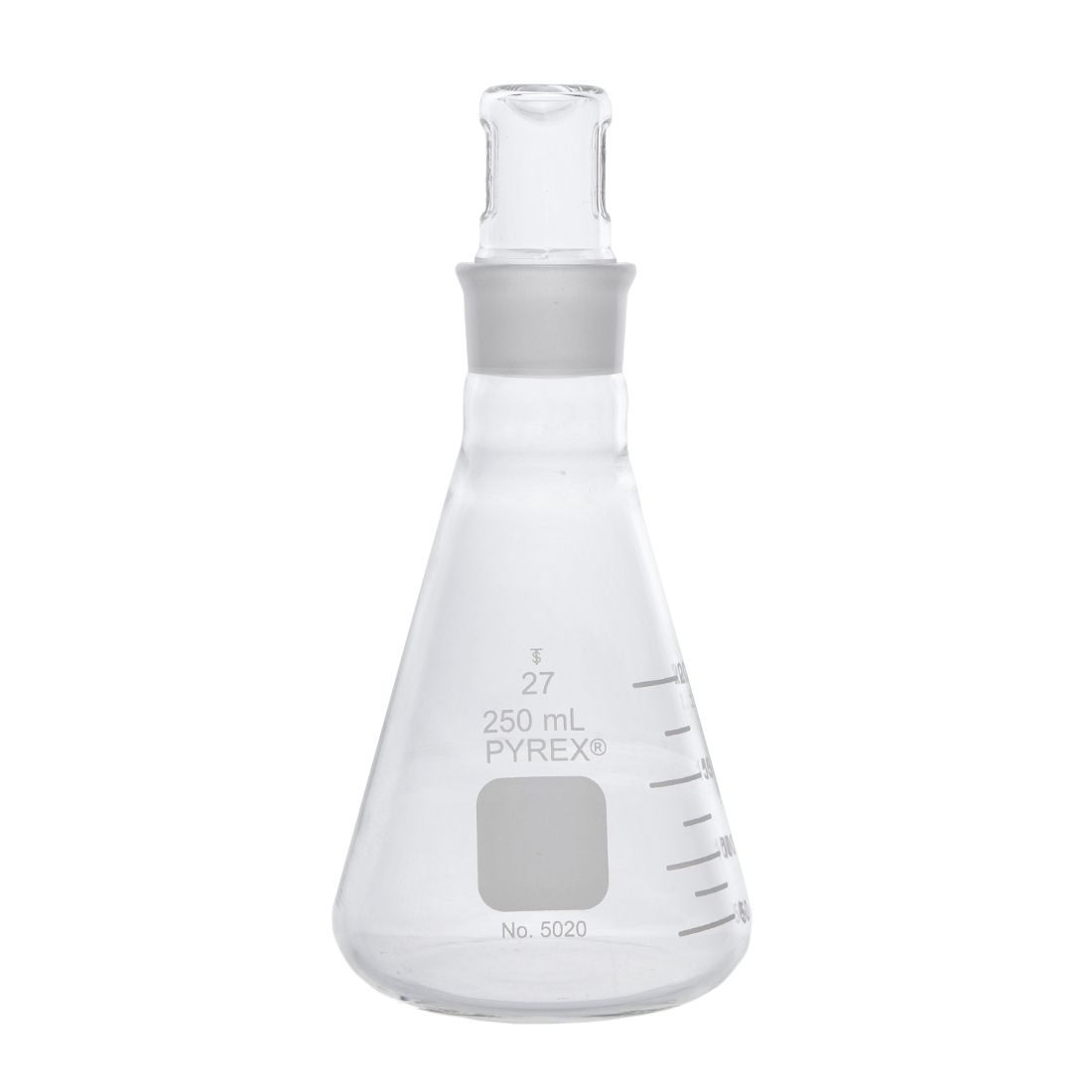MATRAZ ERLENMEYER DE 250ml CON TAPÓN DE VIDRIO. PYREX