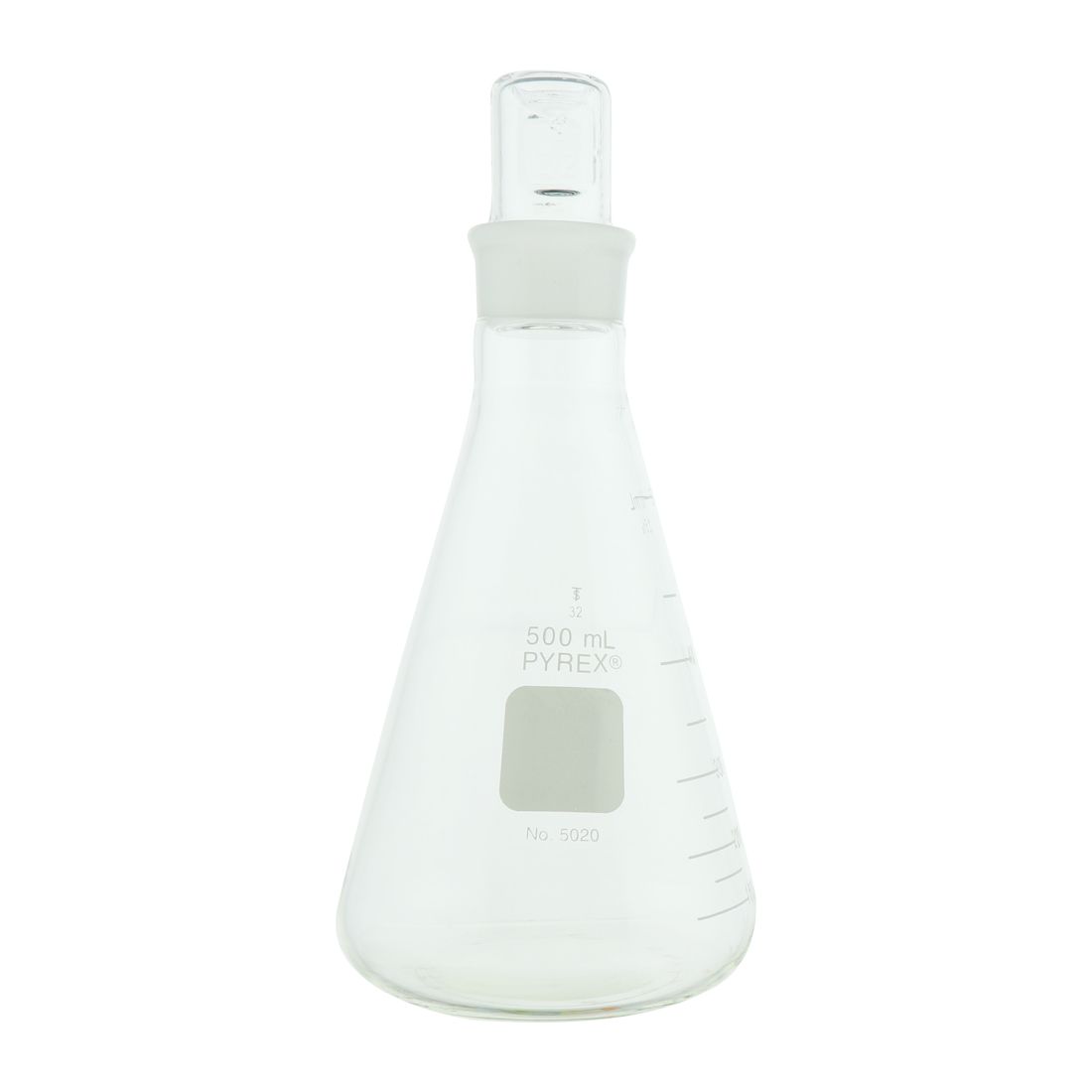 MATRAZ ERLENMEYER DE 500ml CON TAPÓN DE VIDRIO. PYREX