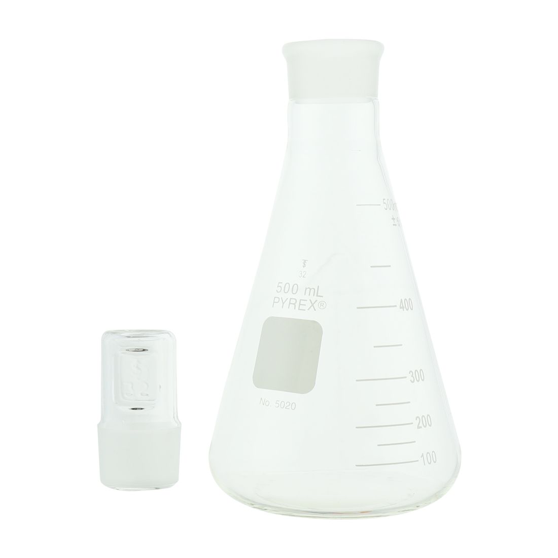 MATRAZ ERLENMEYER DE 500ml CON TAPÓN DE VIDRIO. PYREX