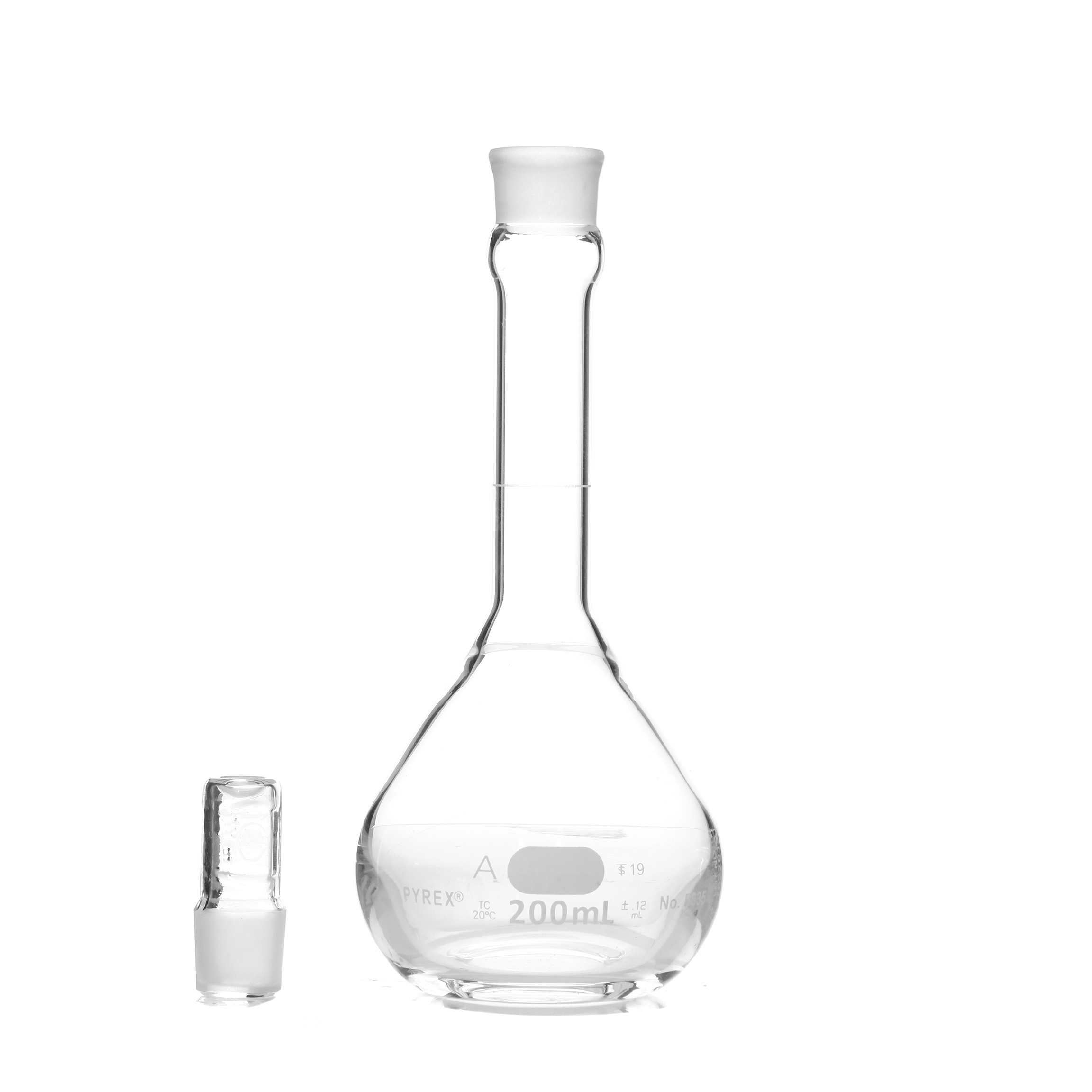 MATRAZ VOLUMÉTRICO DE 200ml CLASE A ASTM BOCA ANCHA. PYREX
