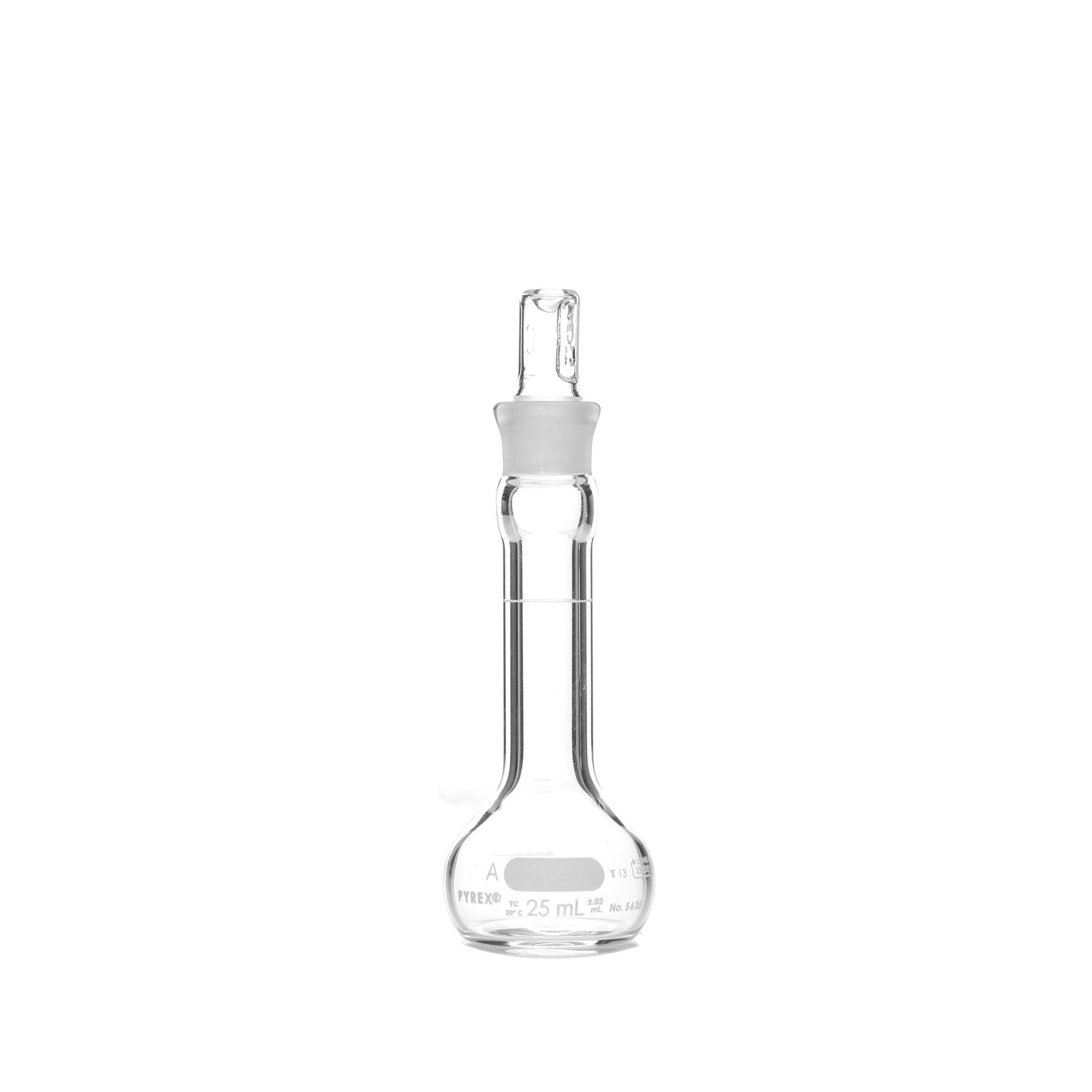 MATRAZ VOLUMÉTRICO DE 25ml CLASE A ASTM BOCA ANCHA. PYREX