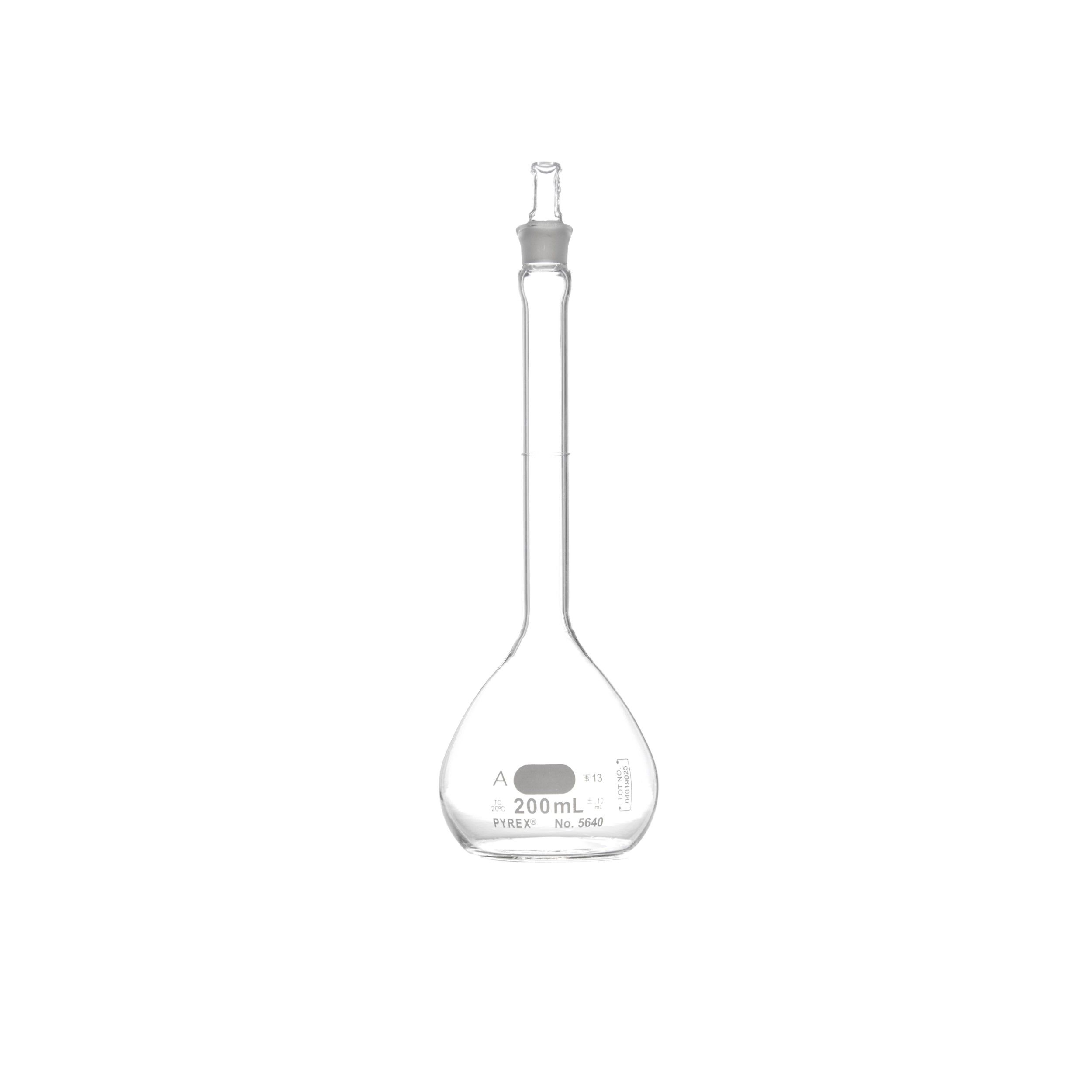 MATRAZ VOLUMÉTRICO DE 200ml CLASE A ASTM. PYREX