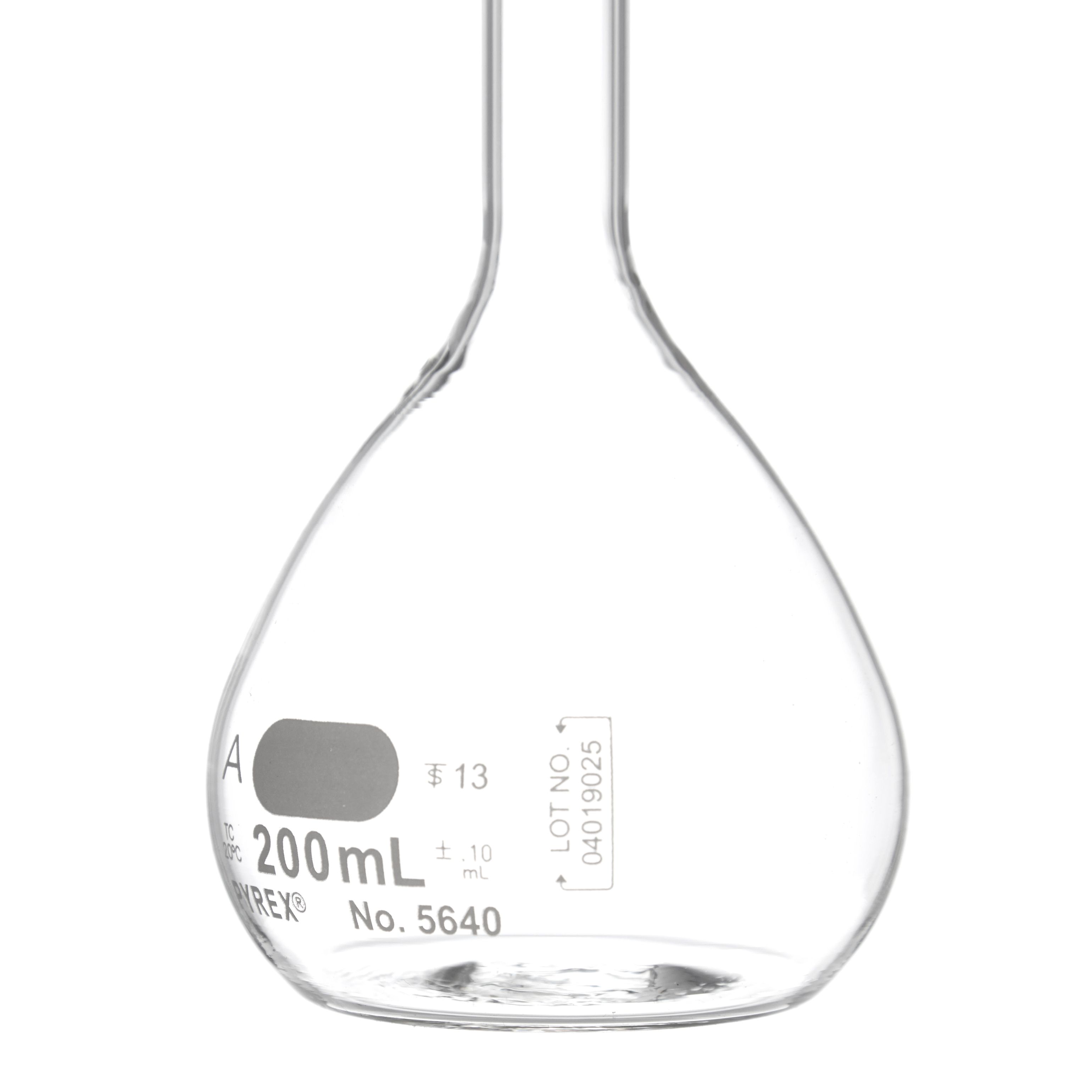 MATRAZ VOLUMÉTRICO DE 200ml CLASE A ASTM. PYREX