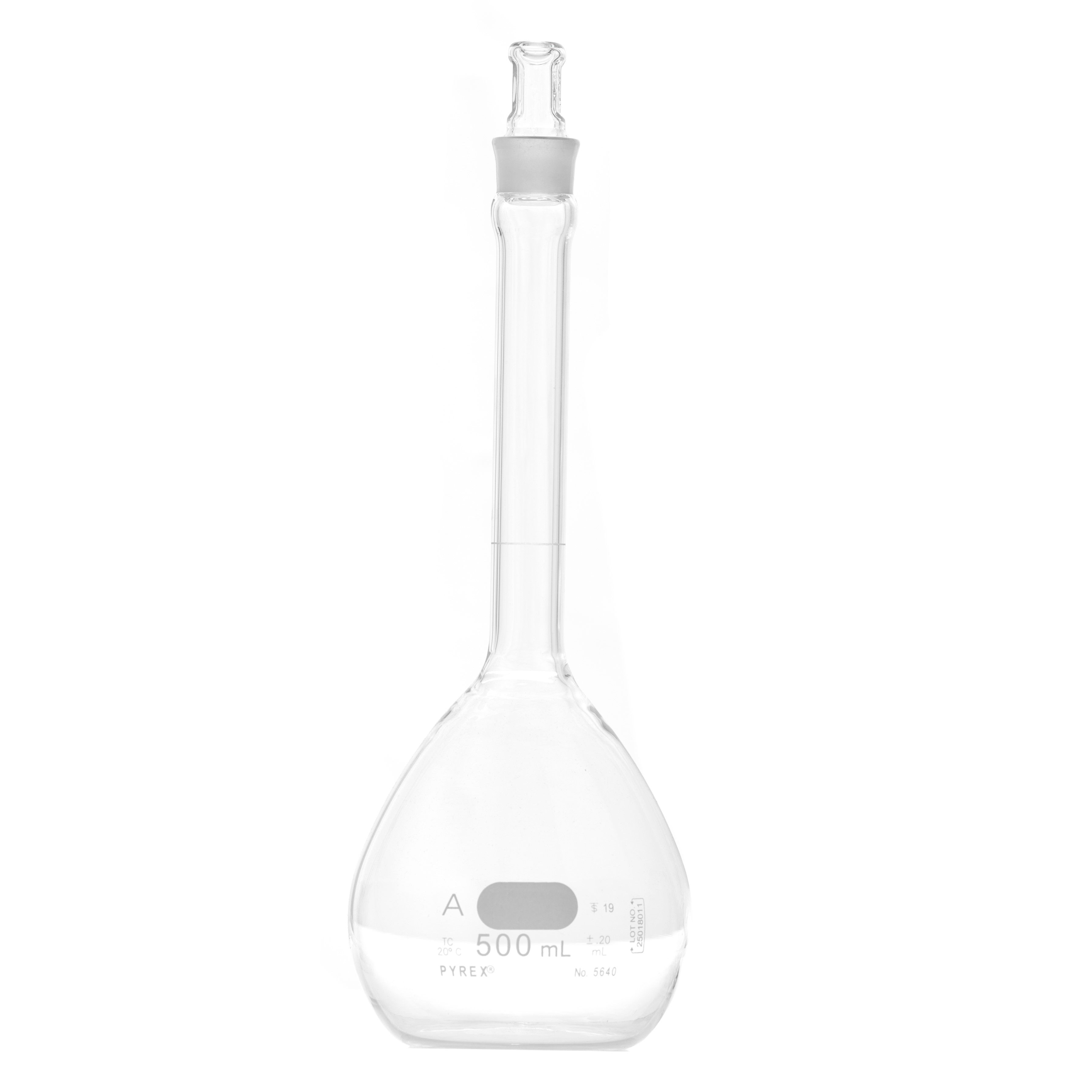 MATRAZ VOLUMÉTRICO DE 500ml CLASE A ASTM. PYREX
