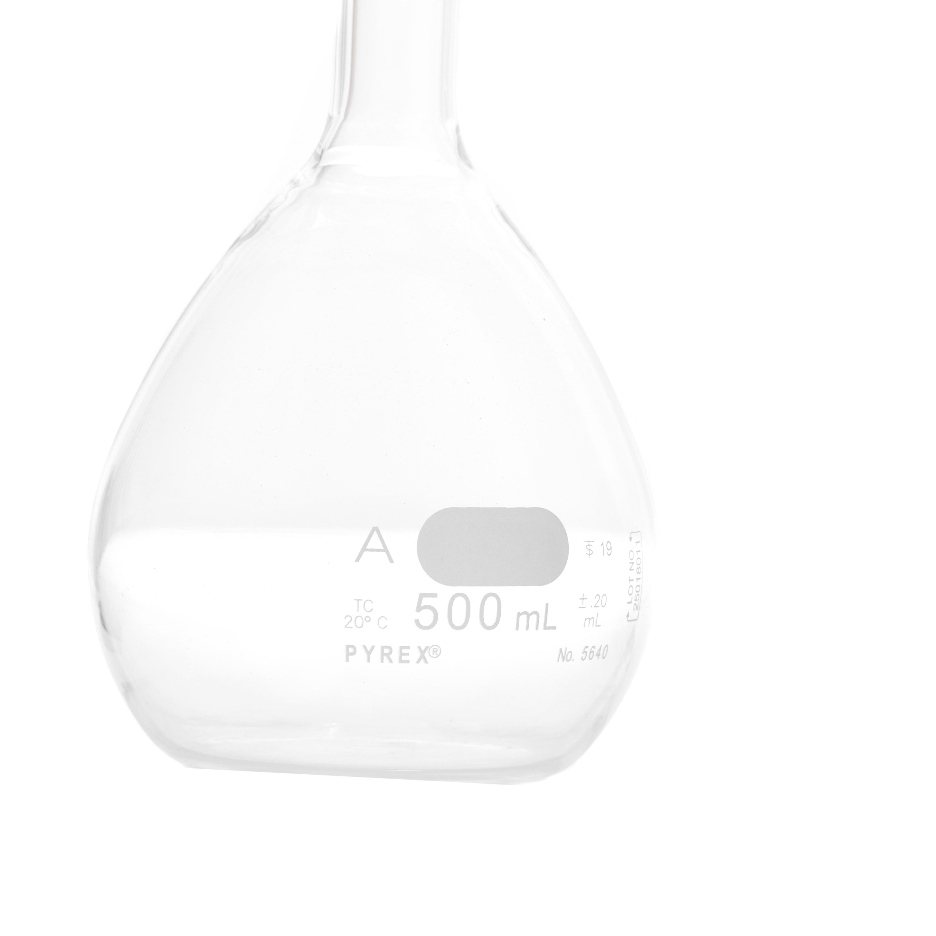 MATRAZ VOLUMÉTRICO DE 500ml CLASE A ASTM. PYREX