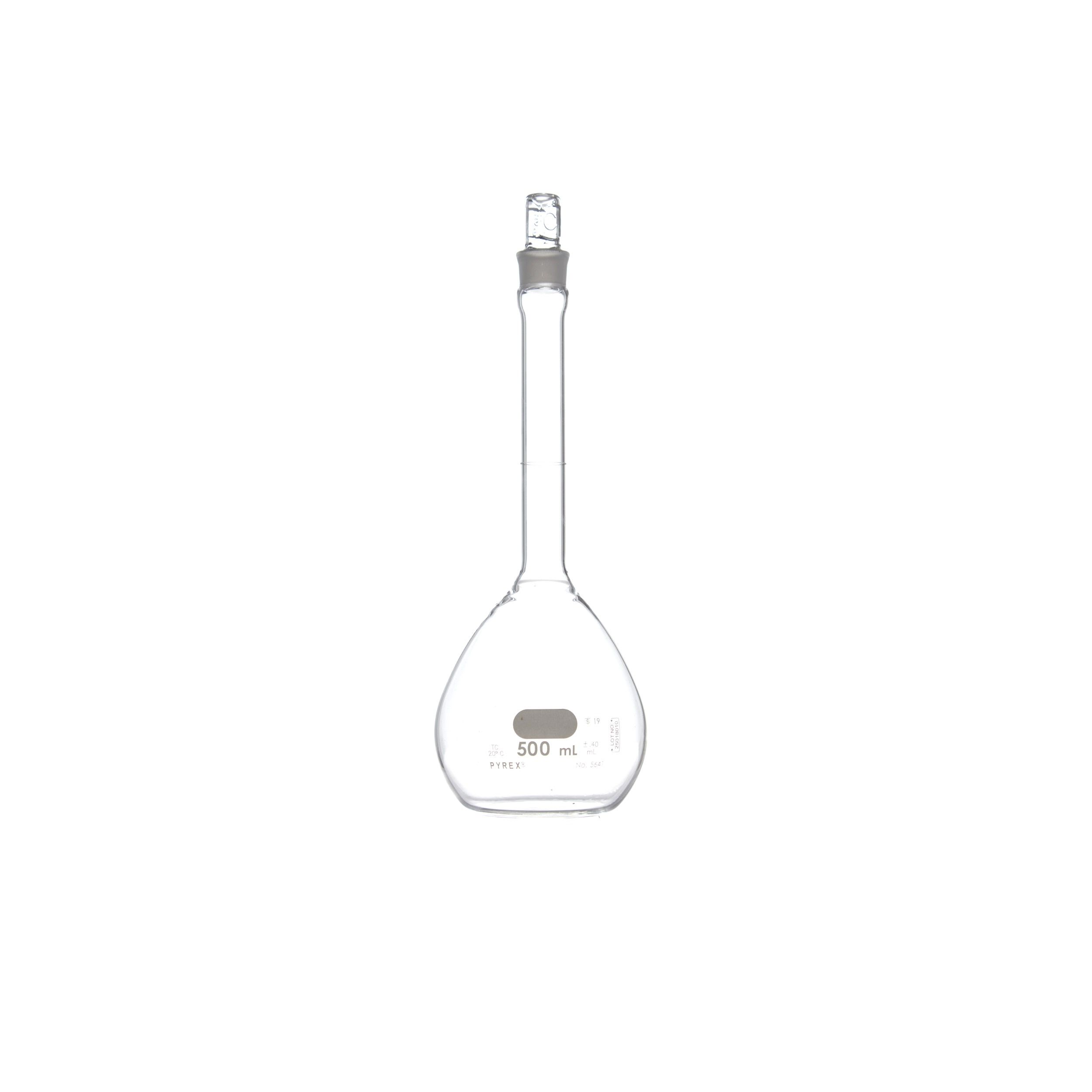 MATRAZ VOLUMÉTRICO DE 500ml CLASE B ASTM. PYREX