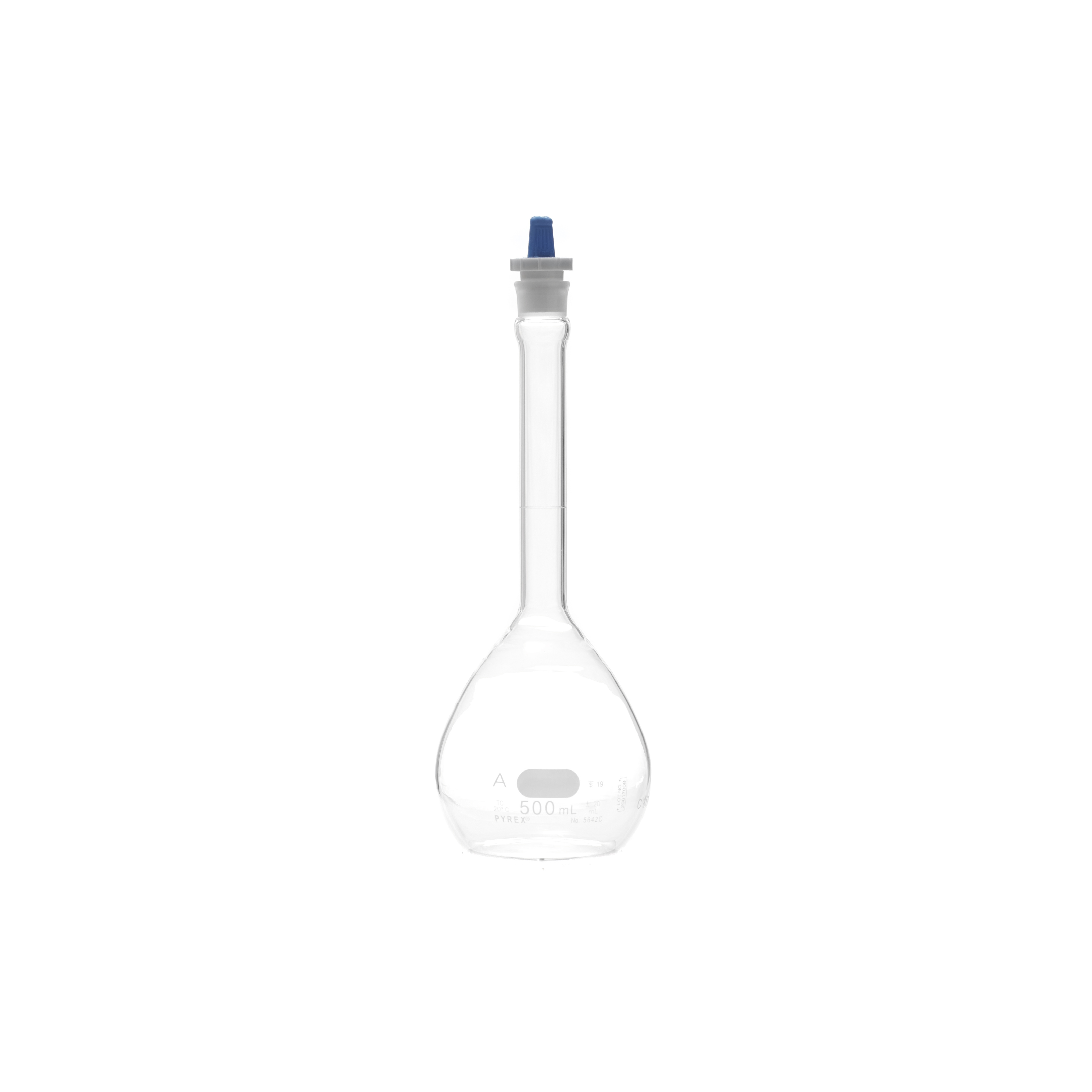 MATRAZ VOLUMÉTRICO DE 500ml CLASE A ASTM CON CERTIFICADO. PYREX