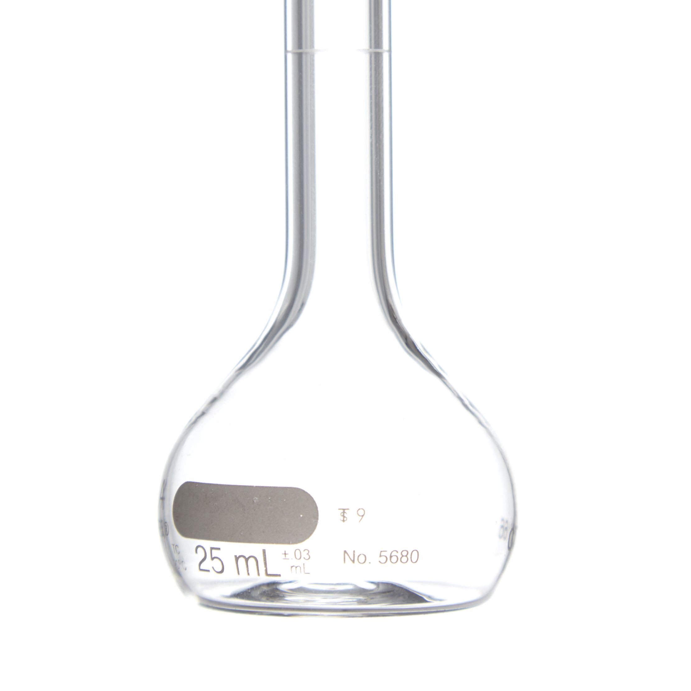 MATRAZ VOLUMÉTRICO DE 25ml CLASE A ASTM CON CERTIFICADO. PYREX
