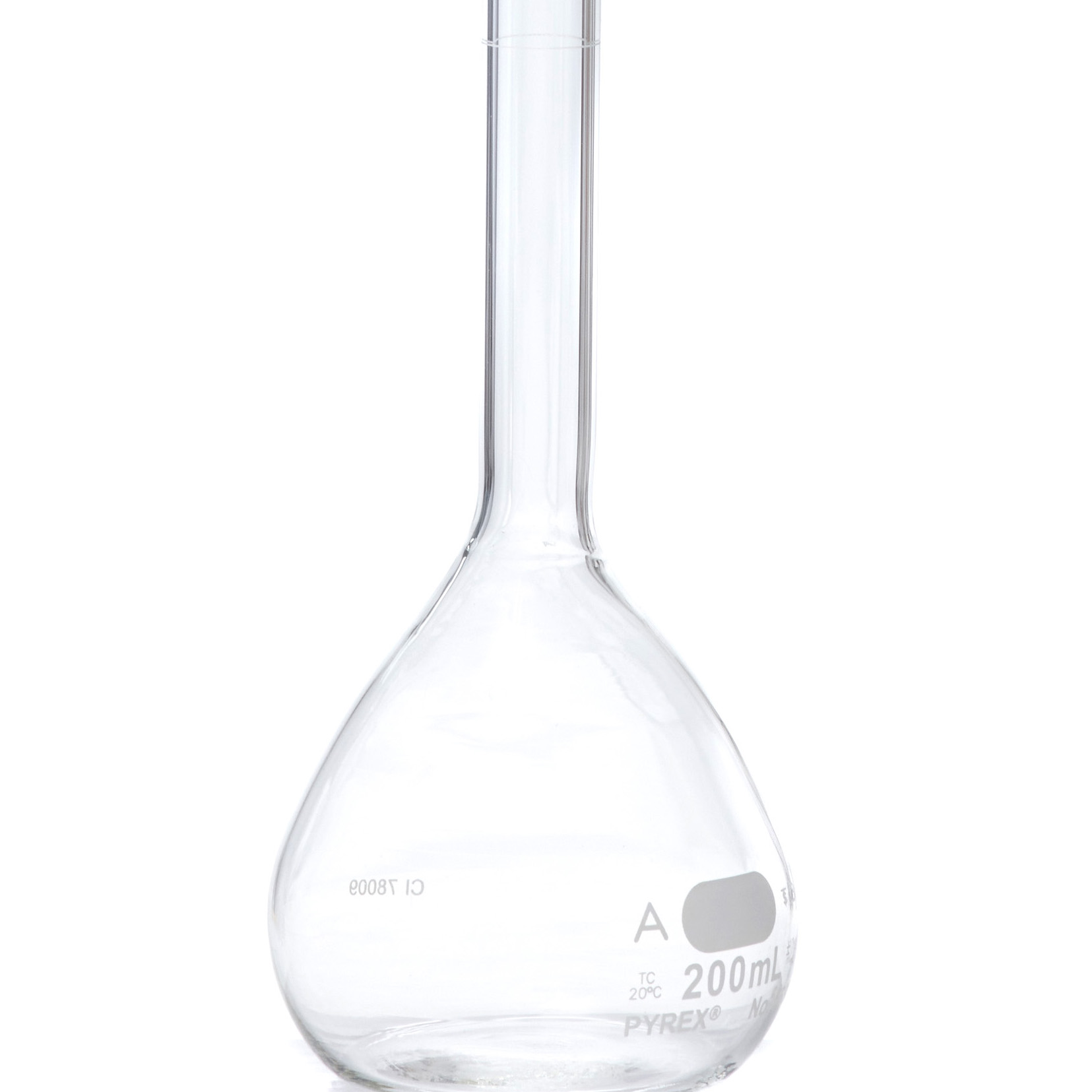 MATRAZ VOLUMÉTRICO DE 200ml CLASE A ASTM CON CERTIFICADO. PYREX