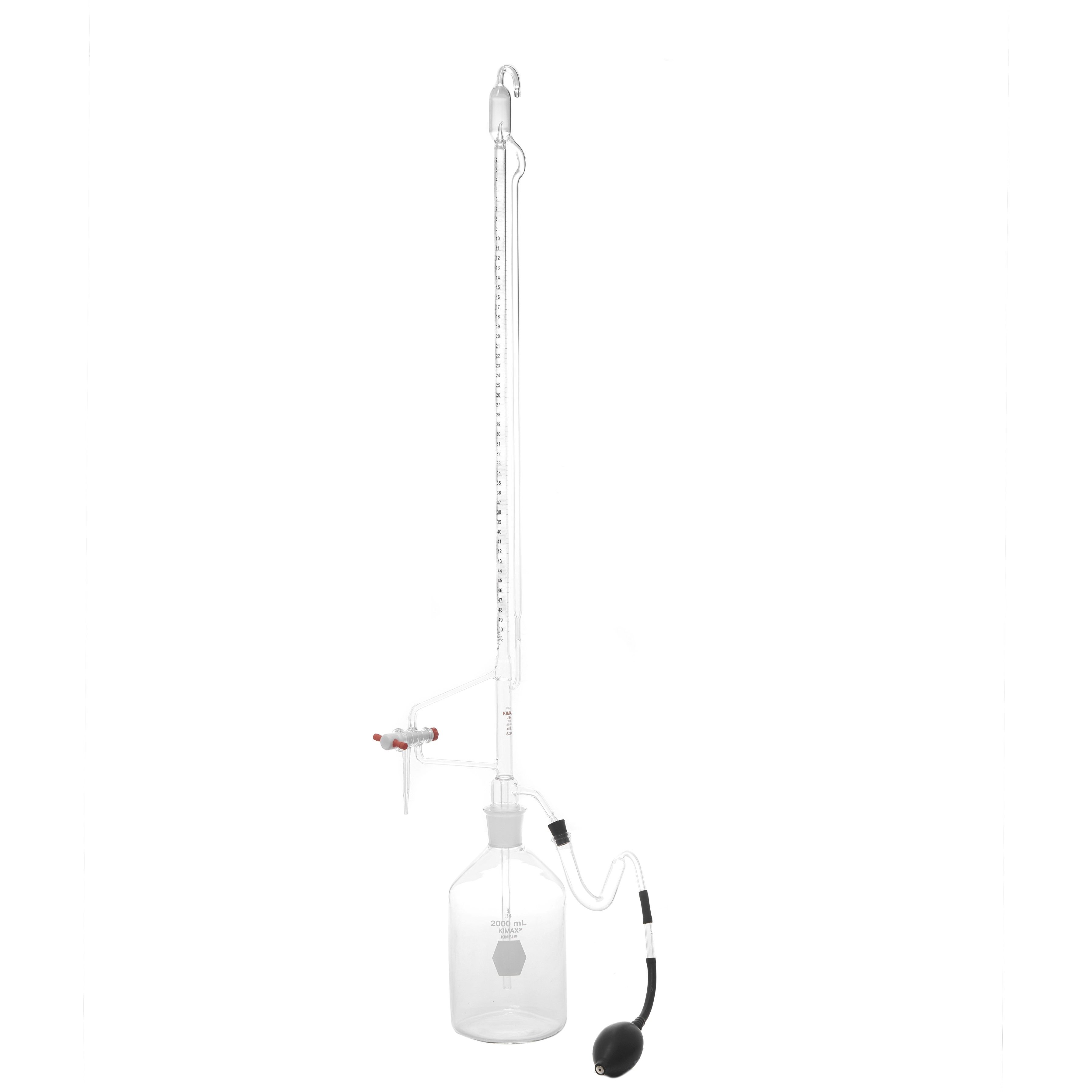 BURETA AUTOMÁTICA DE 50ml DE TRES VÍAS CON FRASCO. KIMAX