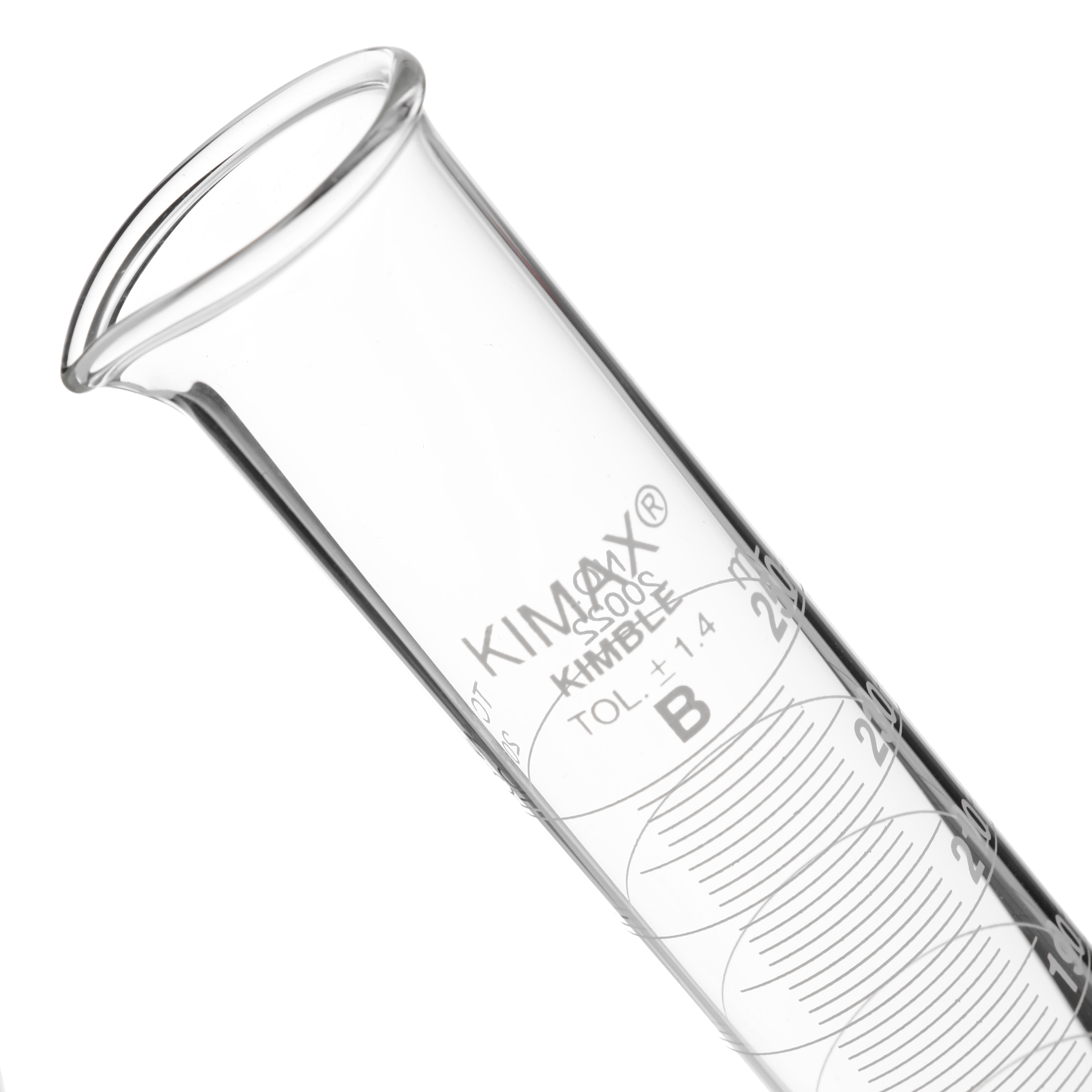 PROBETA GRADUADA DE 250ml CLASE B ASTM CON PICO DE VERTIDO. KIMAX