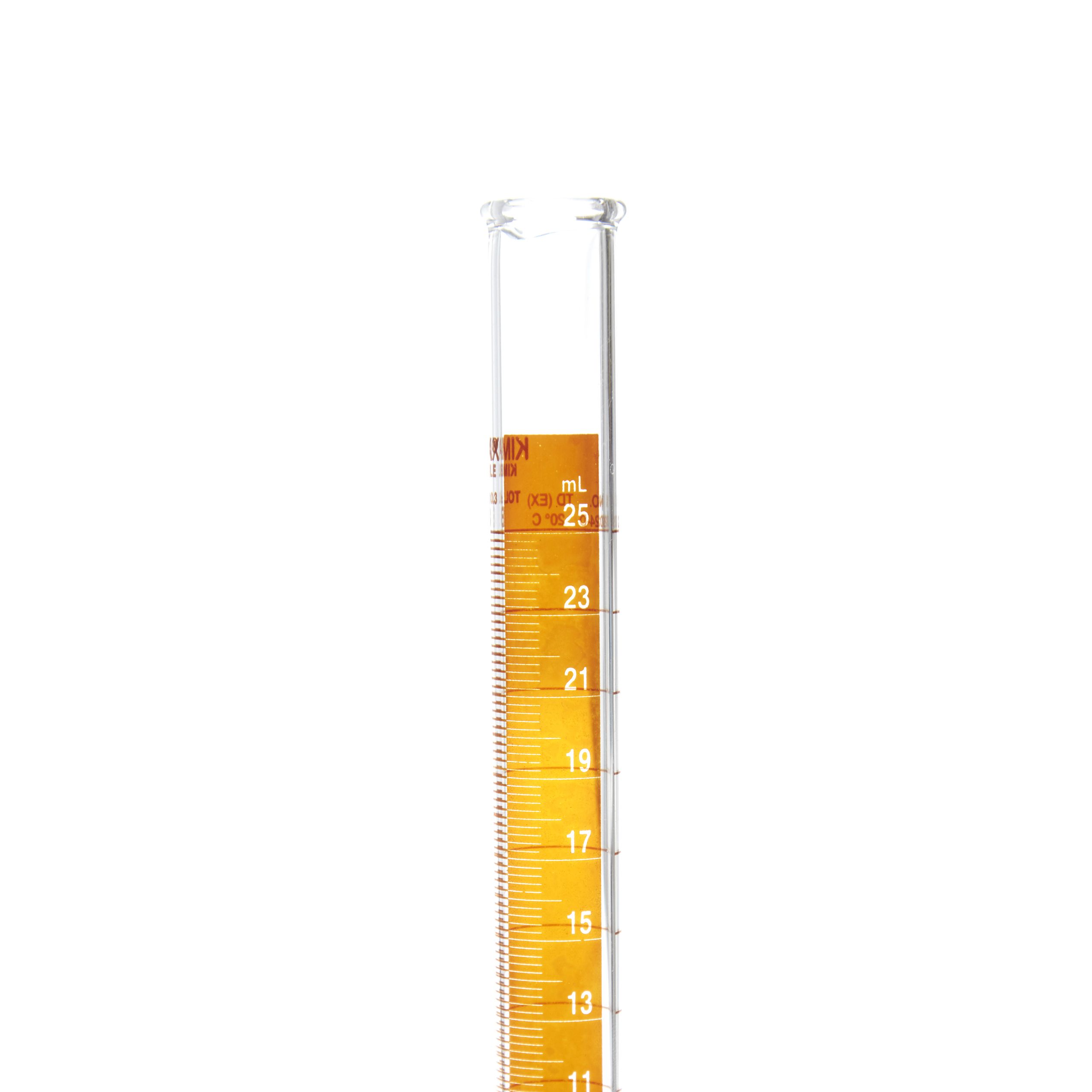 PROBETA GRADUADA DE 25ml CLASE B ASTM LÍNEA ROJA. KIMAX