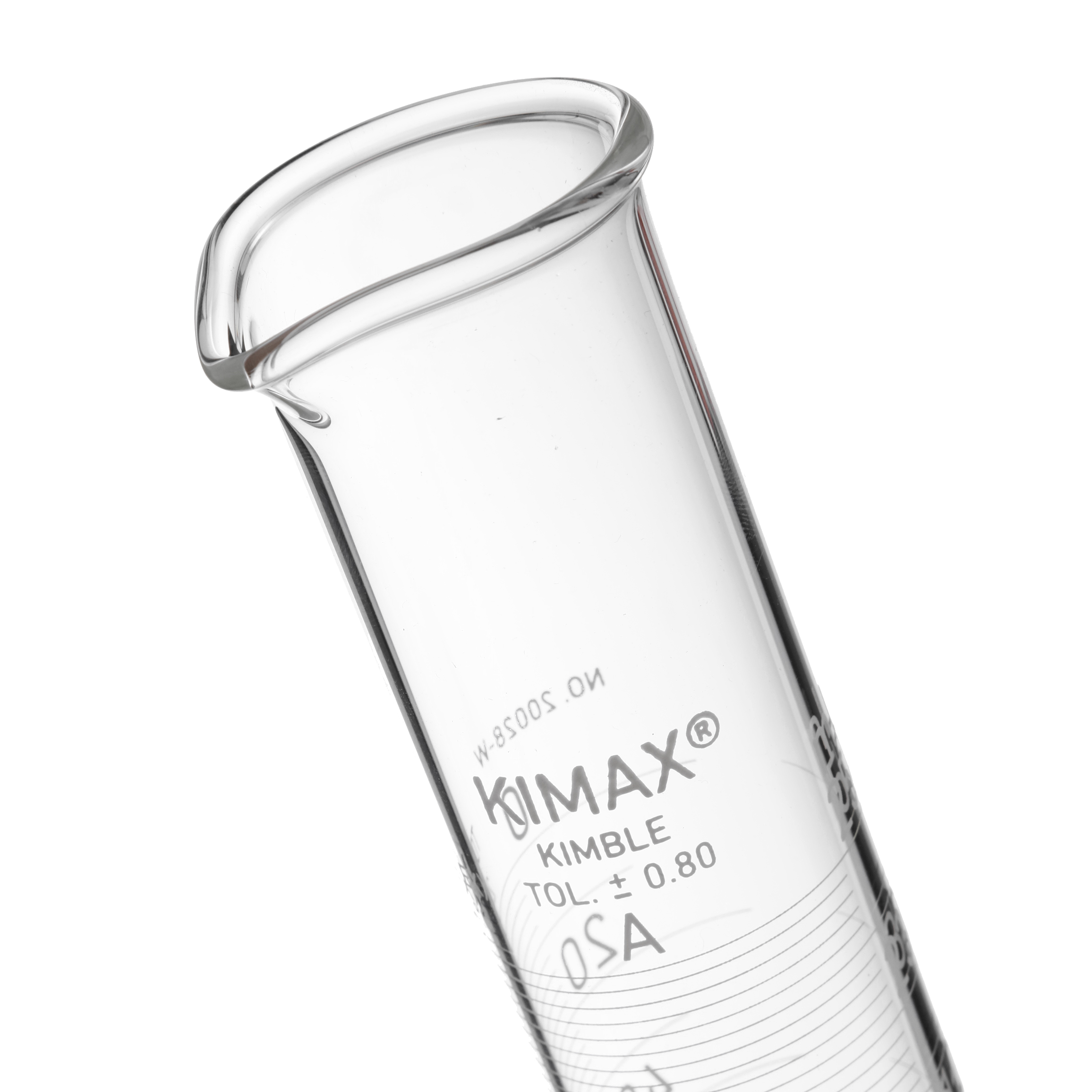 PROBETA GRADUADA DE 250ml CLASE A ASTM CON GRADUACIÓN INVERSA. KIMAX