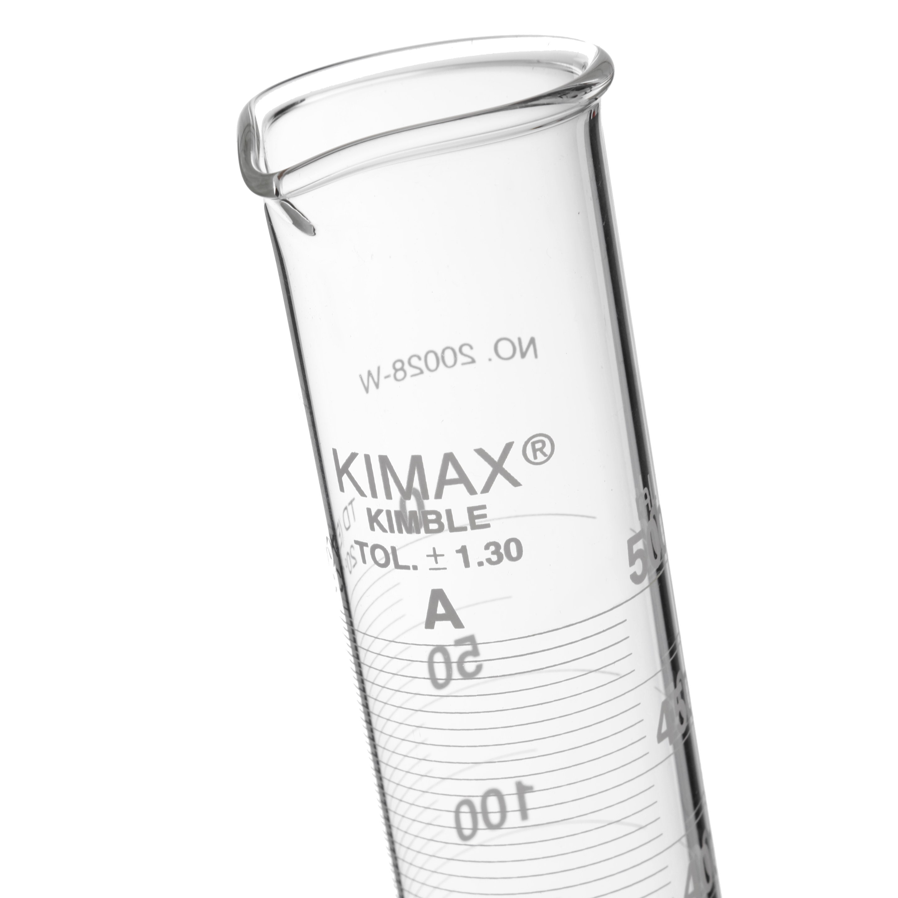 PROBETA GRADUADA DE 500ml CLASE A ASTM CON GRADUACIÓN INVERSA. KIMAX