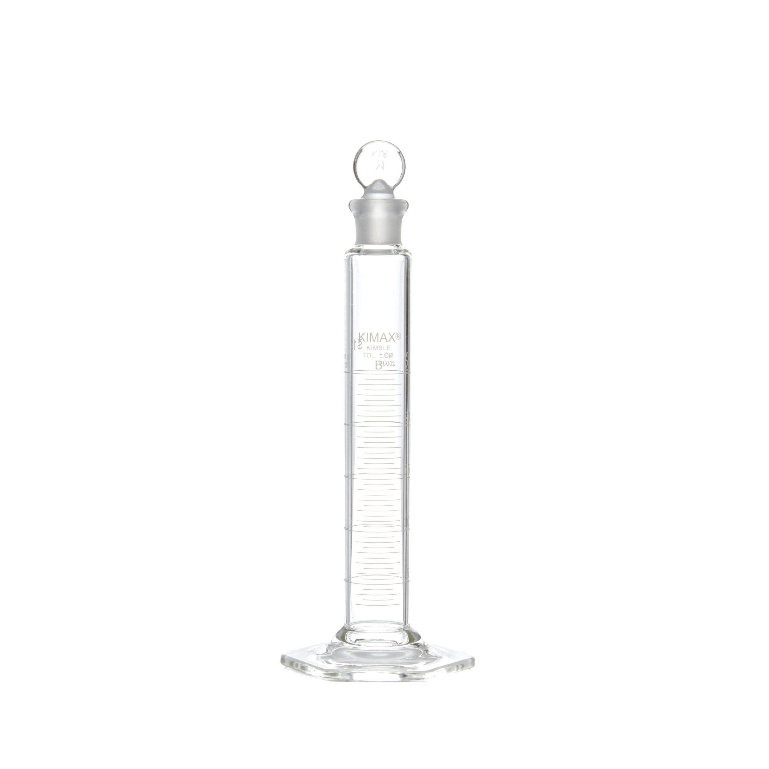PROBETA GRADUADA DE 25ml CLASE B ASTM CON TAPÓN DE VIDRIO. KIMAX