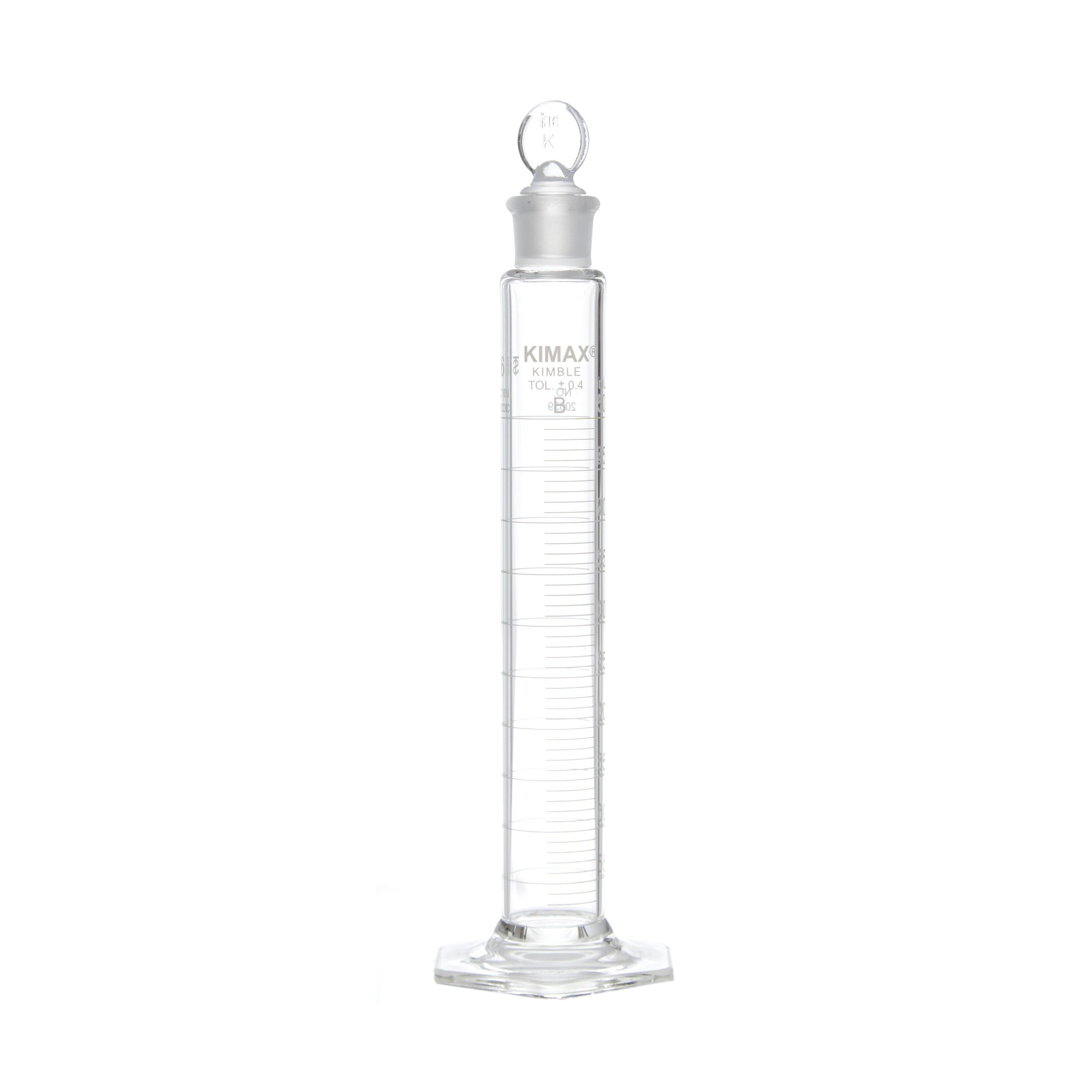 PROBETA GRADUADA DE 50ml CLASE B ASTM CON TAPÓN DE VIDRIO. KIMAX