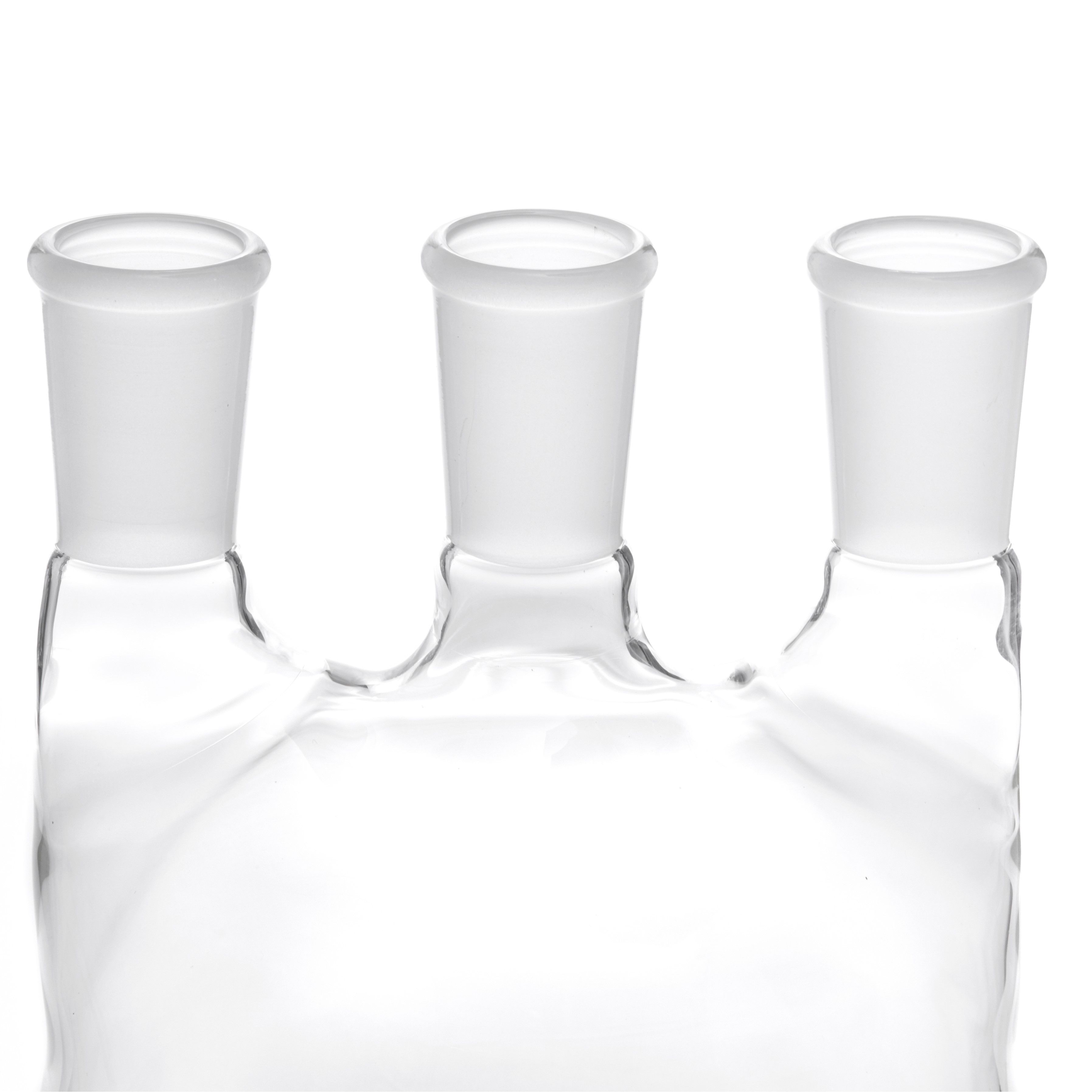 MATRAZ DE DESTILACIÓN DE 1L CON TRES BOCAS VERTICALES. KIMAX