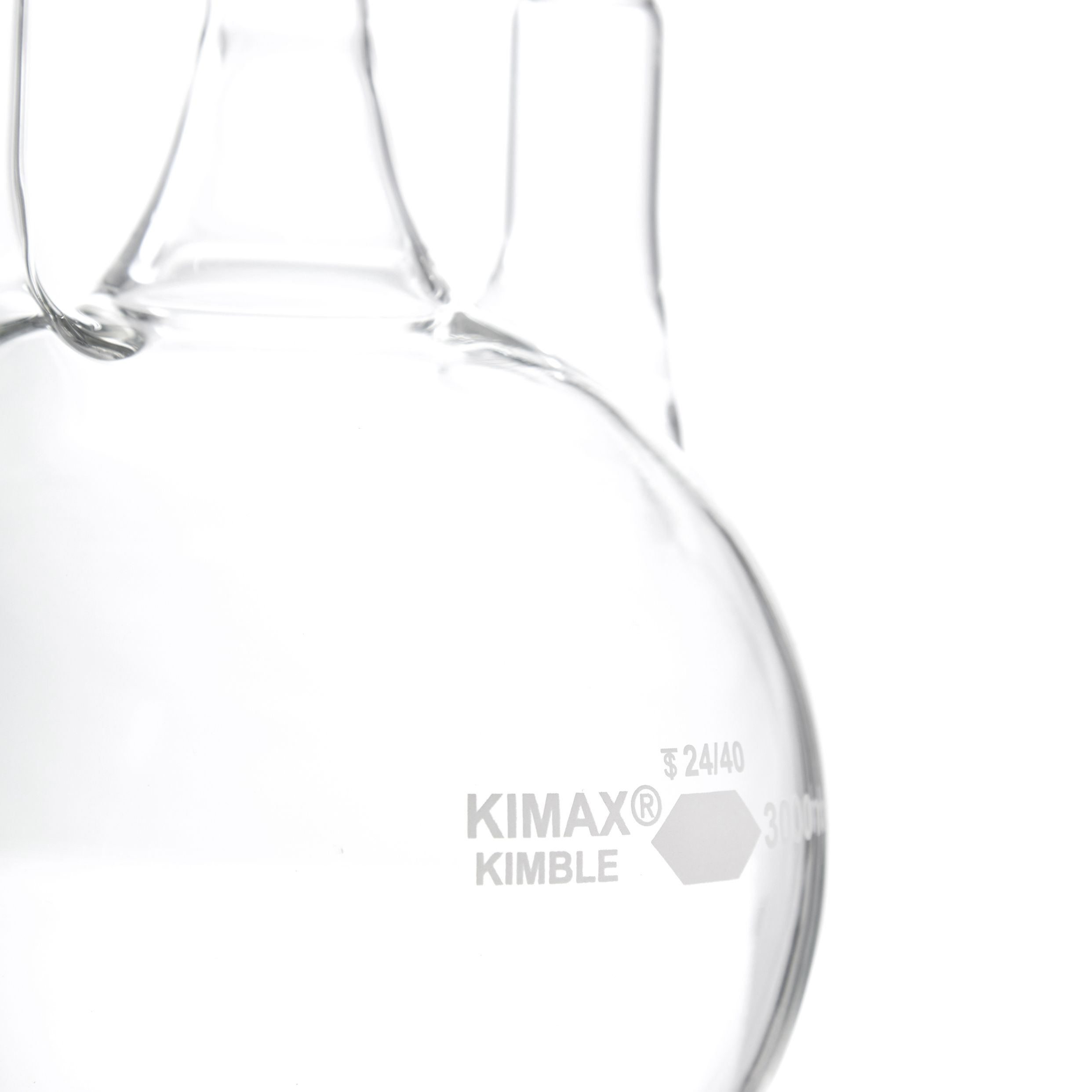 MATRAZ DE DESTILACIÓN DE 3L CON TRES BOCAS VERTICALES. KIMAX