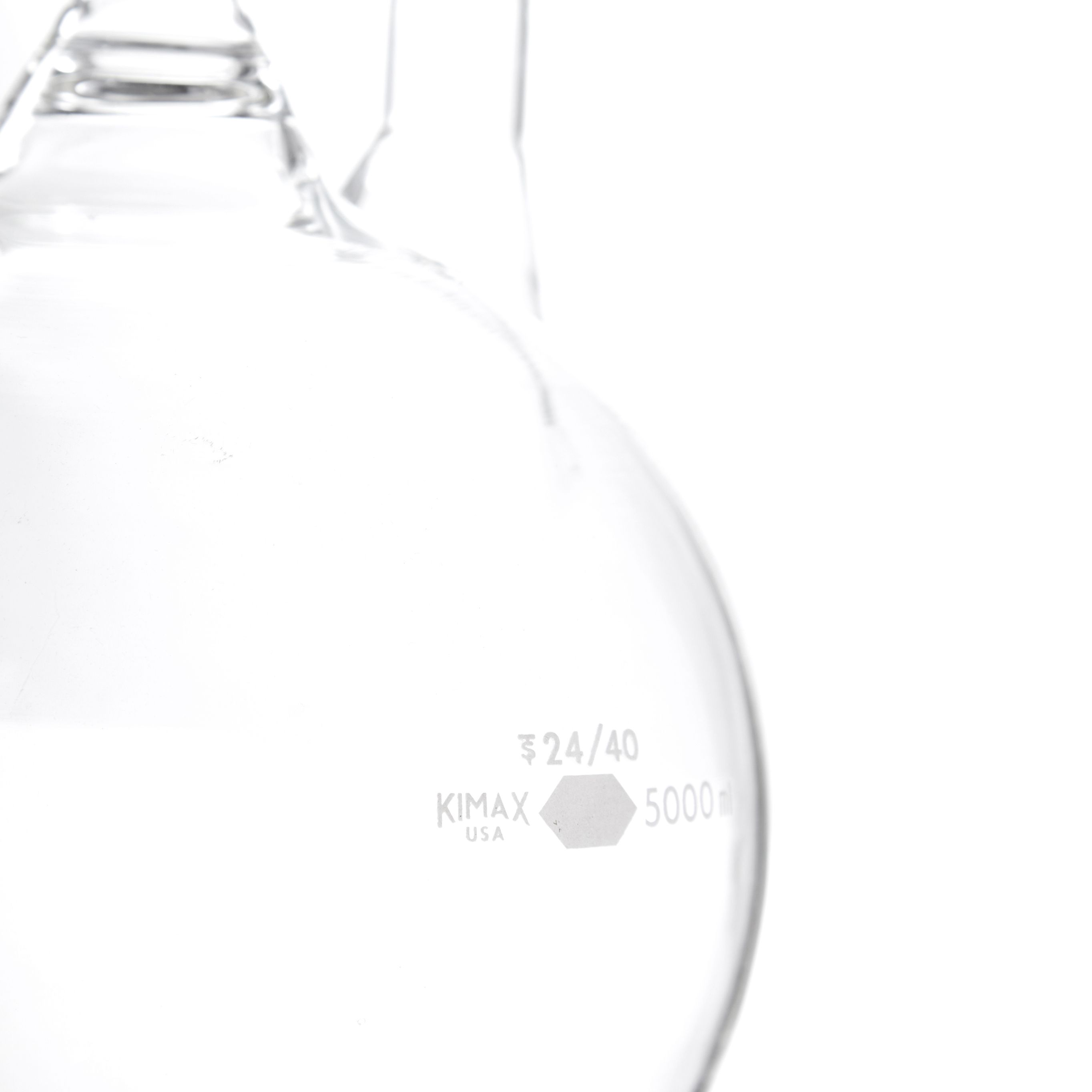 MATRAZ DE DESTILACIÓN DE 5L CON TRES BOCAS VERTICALES. KIMAX