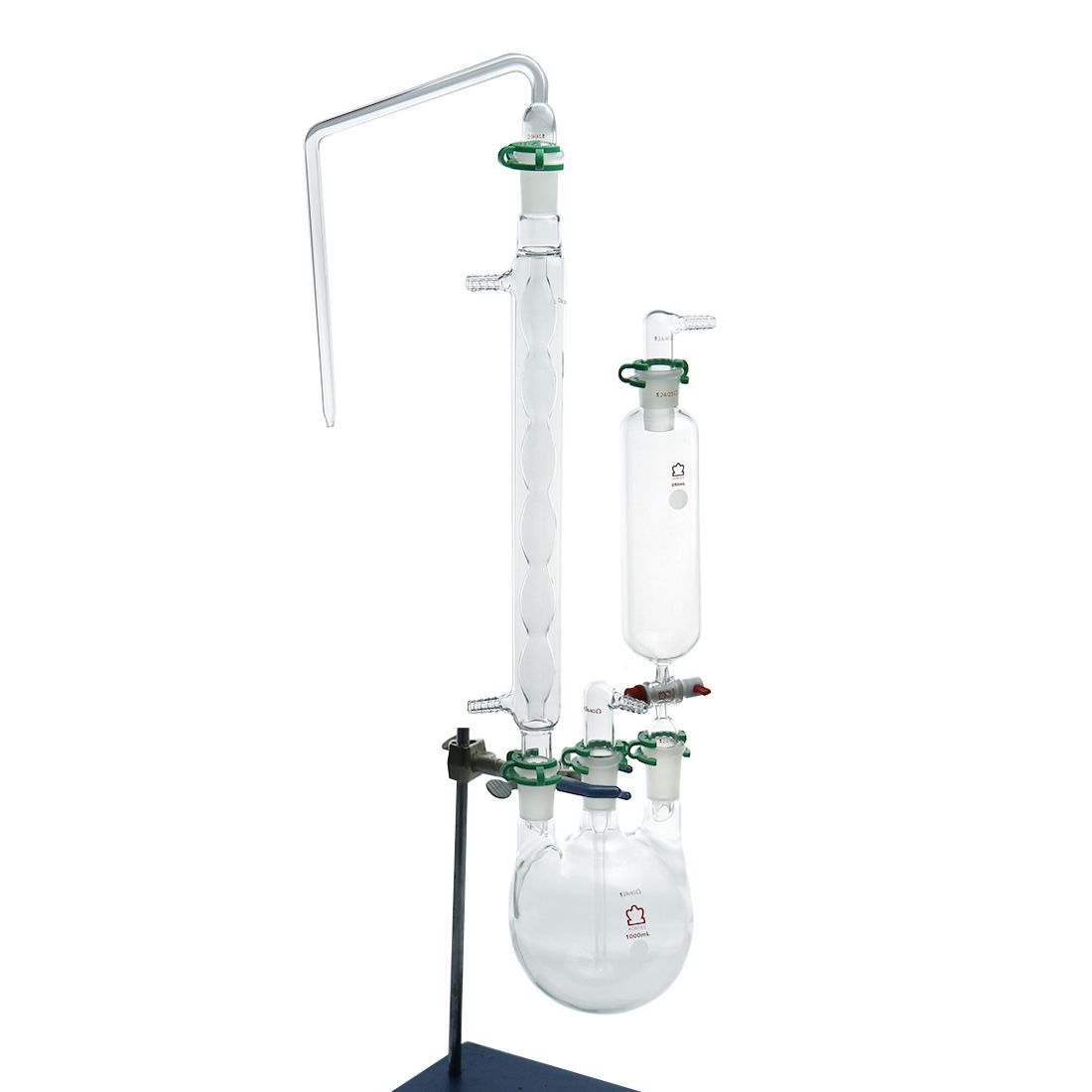 MATRAZ DE DESTILACIÓN DE 1L CON TRES BOCAS EN ÁNGULO. PYREX