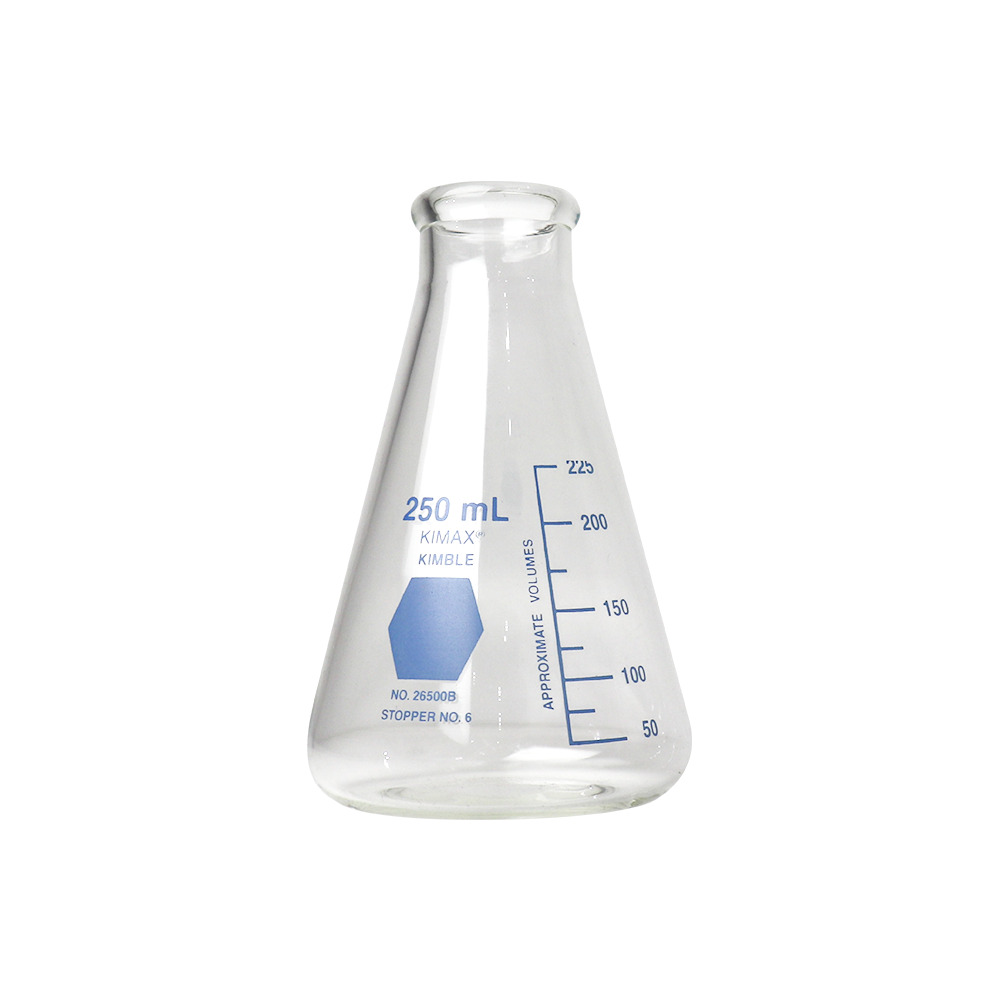 MATRAZ ERLENMEYER CON GRADUACIÓN AZUL DE 250 ml. KIMAX