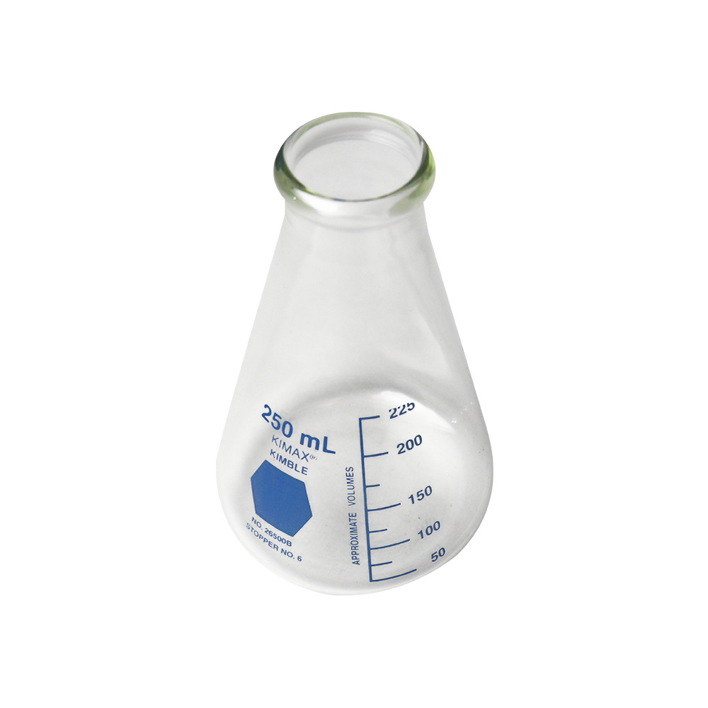 MATRAZ ERLENMEYER CON GRADUACIÓN AZUL DE 250 ml. KIMAX