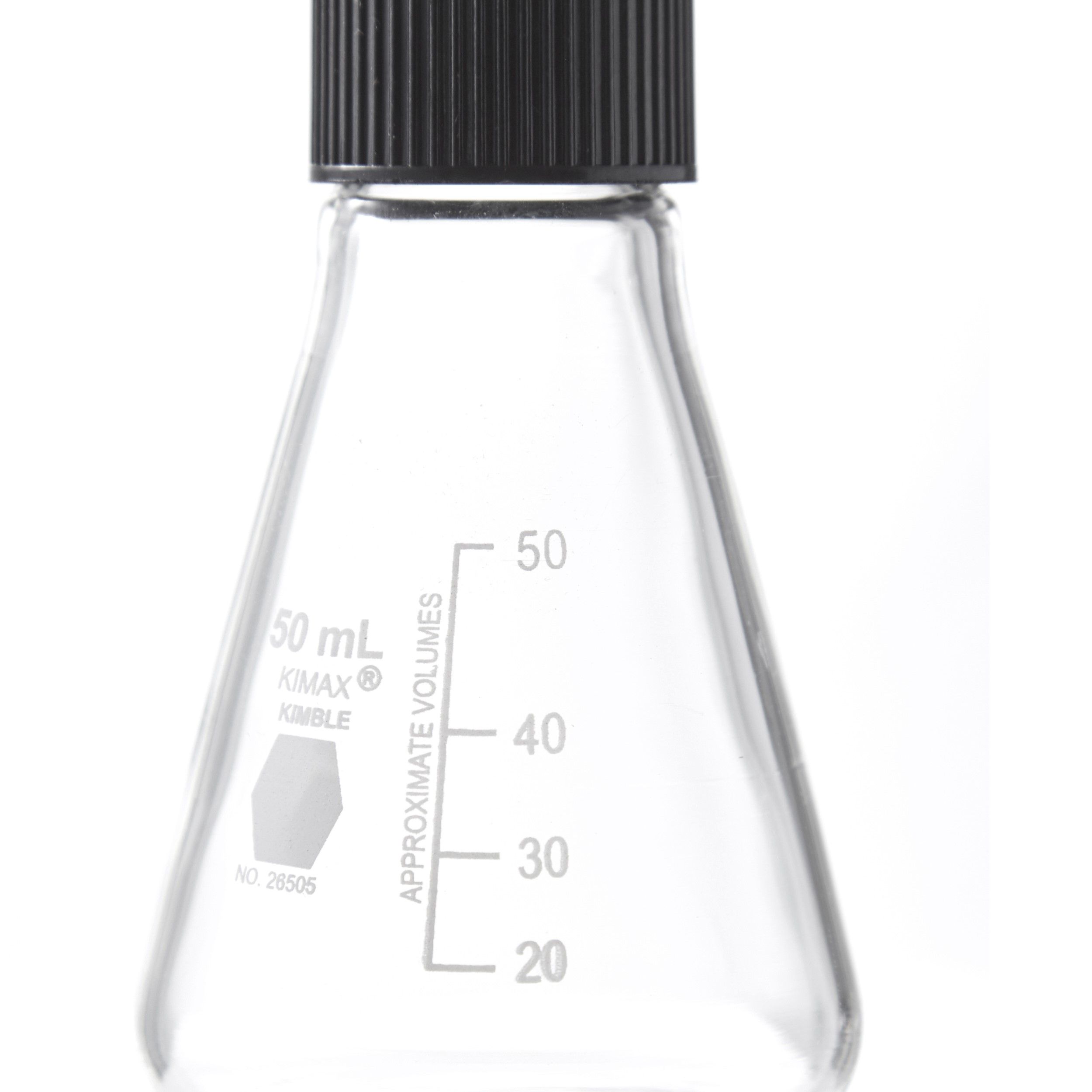 MATRAZ ERLENMEYER DE 50ml CON TAPÓN ROSCADO. KIMAX