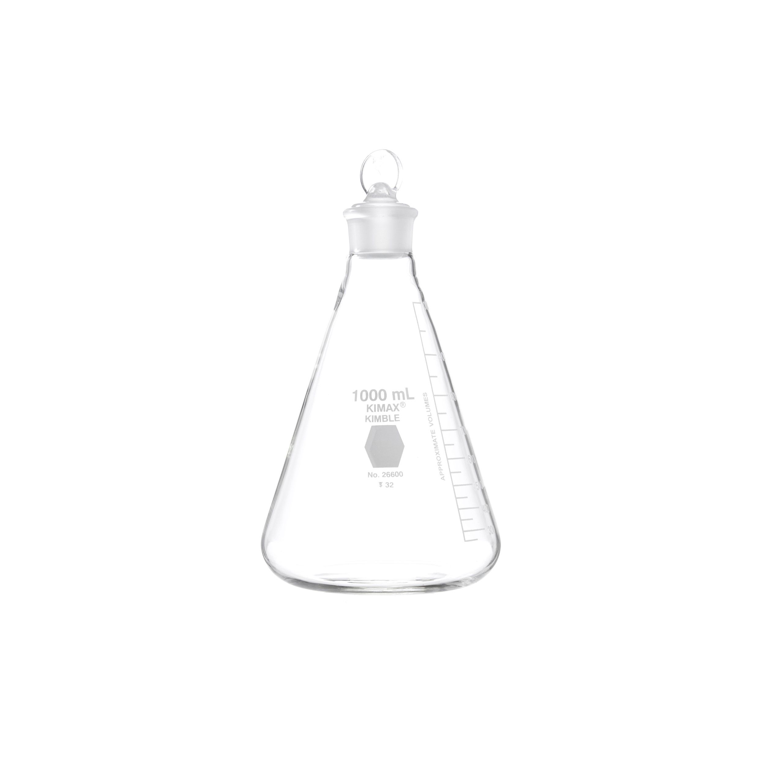 MATRAZ ERLENMEYER DE 1L CON TAPÓN DE VIDRIO. KIMAX