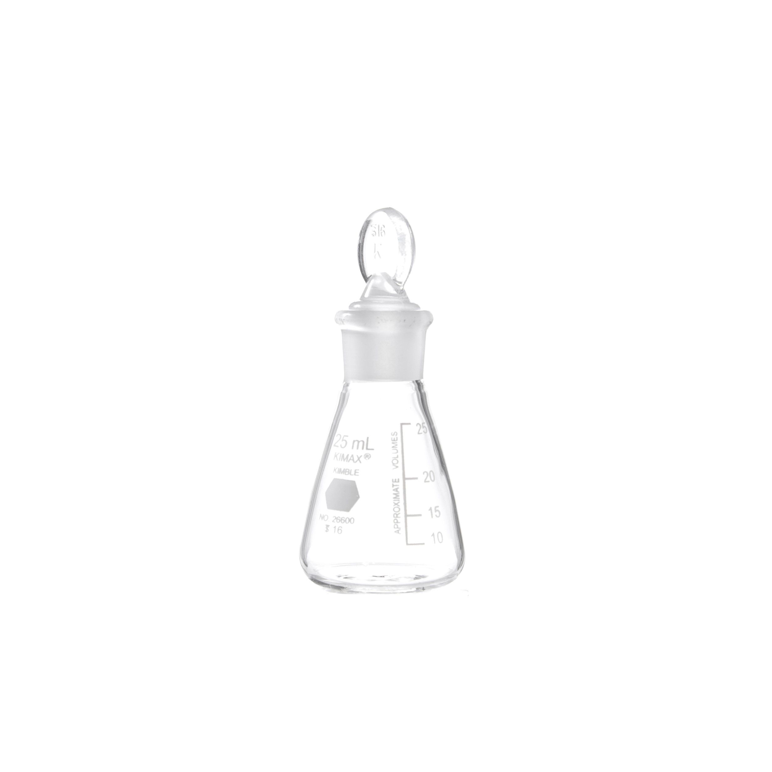 MATRAZ ERLENMEYER DE 25ml CON TAPÓN DE VIDRIO. KIMAX