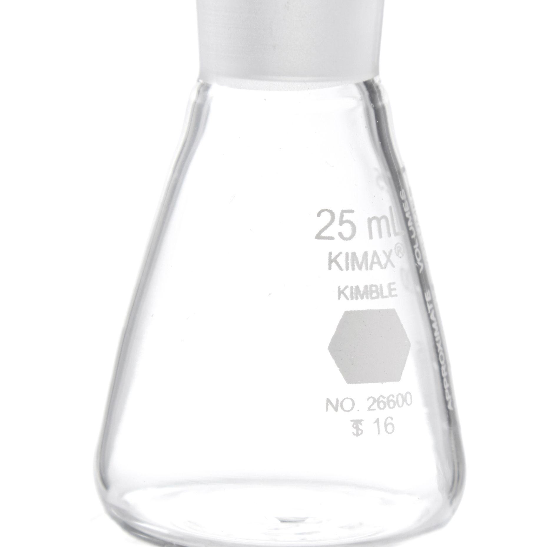 MATRAZ ERLENMEYER DE 25ml CON TAPÓN DE VIDRIO. KIMAX