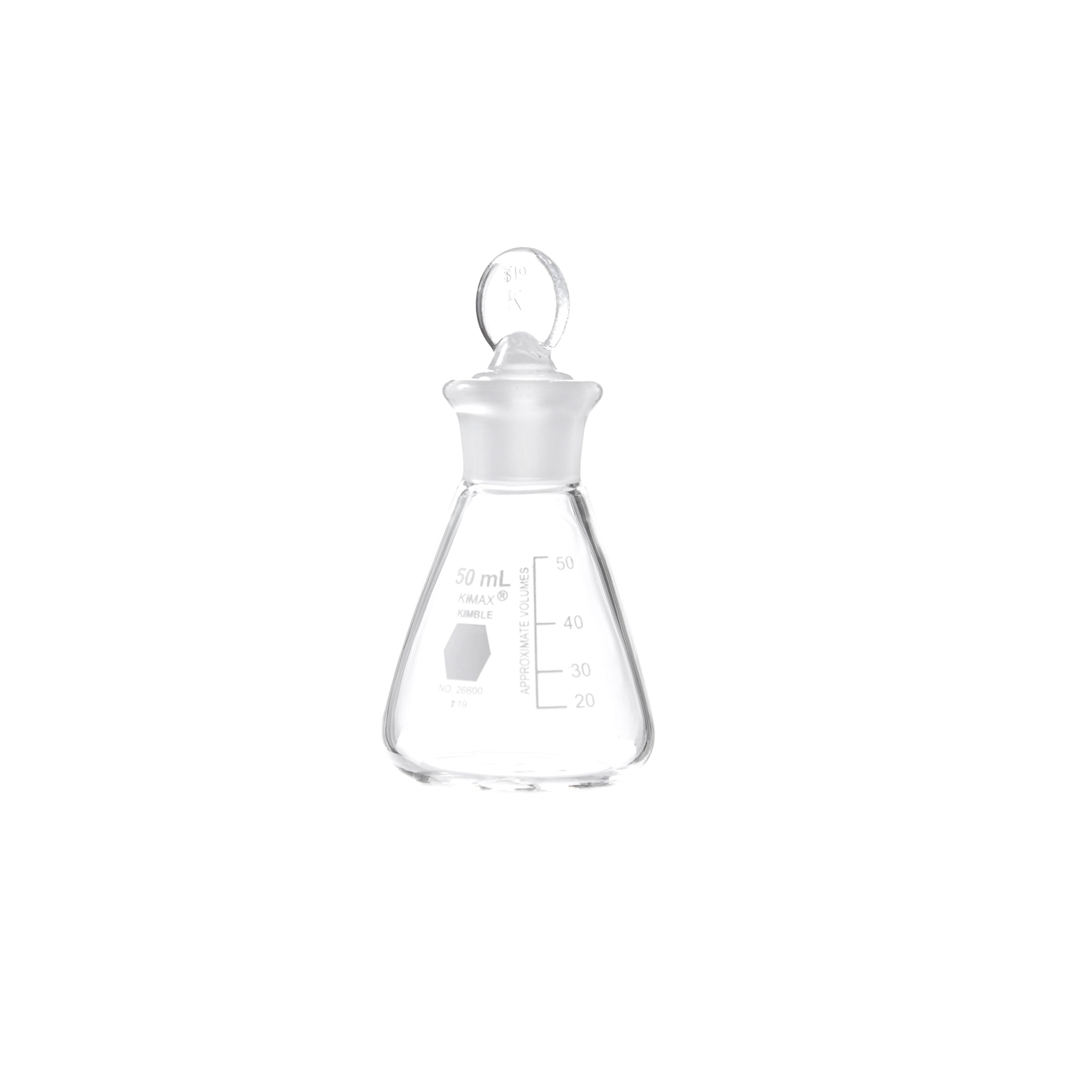 MATRAZ ERLENMEYER DE 50ml CON TAPÓN DE VIDRIO. KIMAX