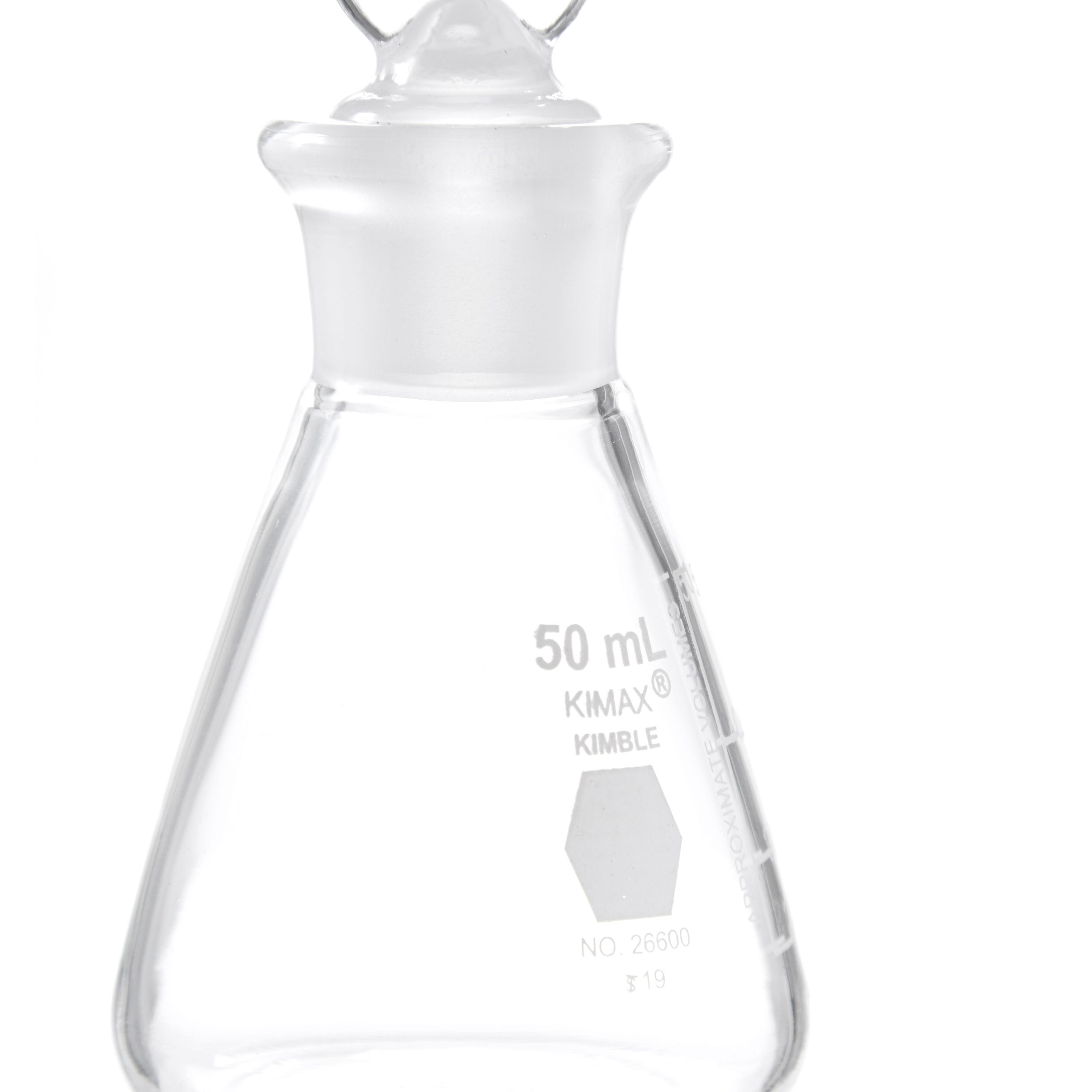MATRAZ ERLENMEYER DE 50ml CON TAPÓN DE VIDRIO. KIMAX