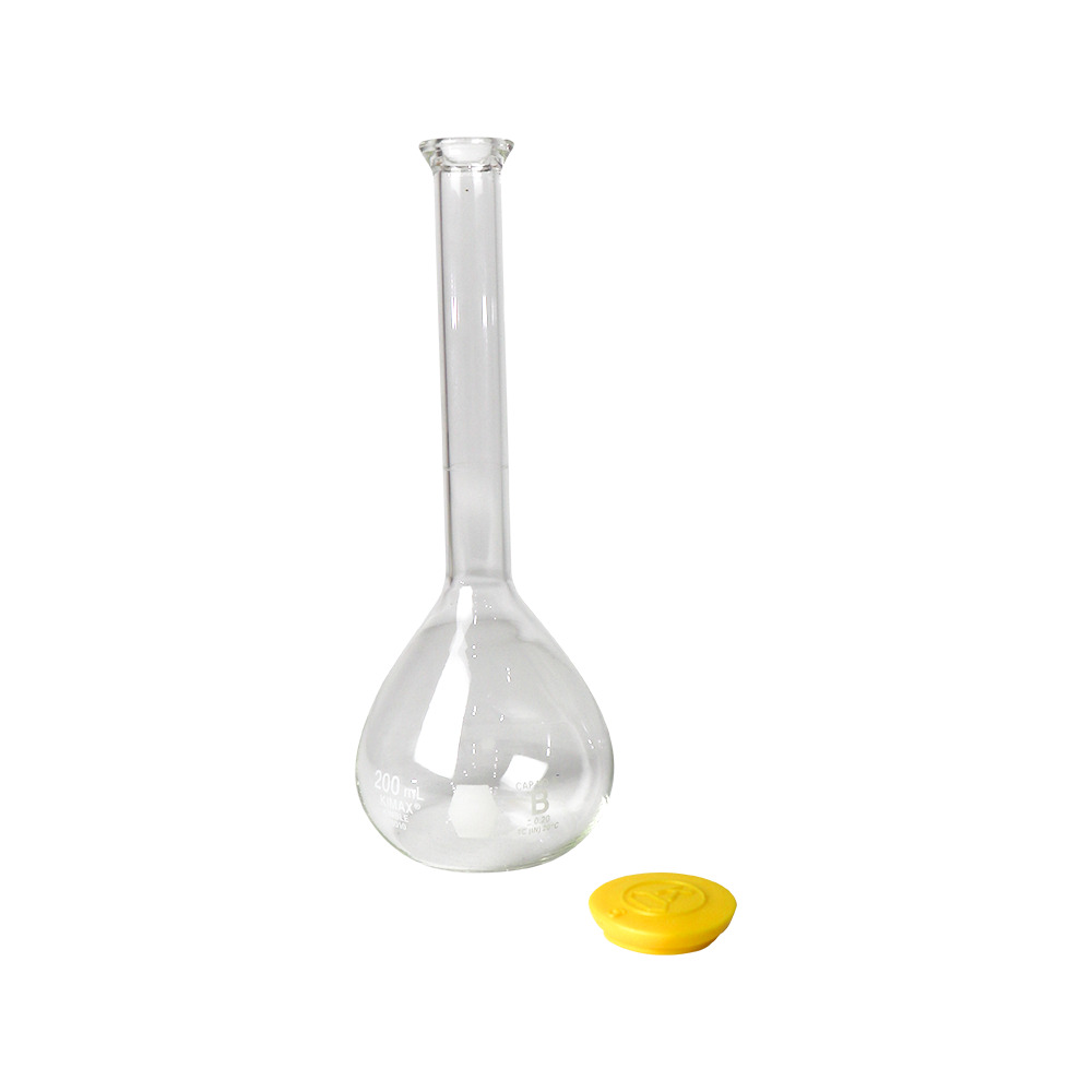 MATRAZ VOLUMÉTRICO DE 200 ml CON TAPA A PRESIÓN. KIMAX