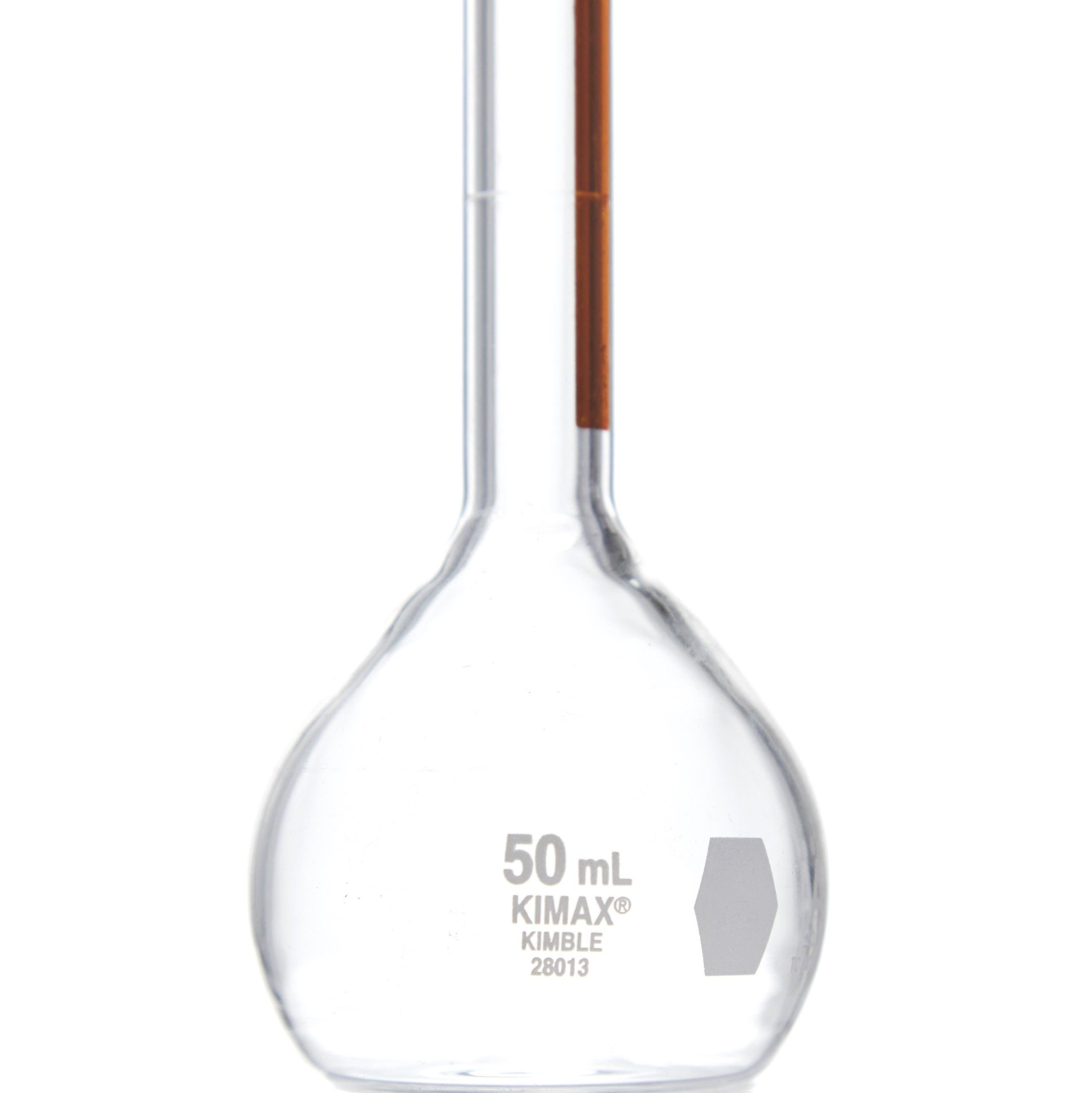 MATRAZ VOLUMÉTRICO DE 50ml CLASE A ASTM LÍNEA ROJA. KIMAX
