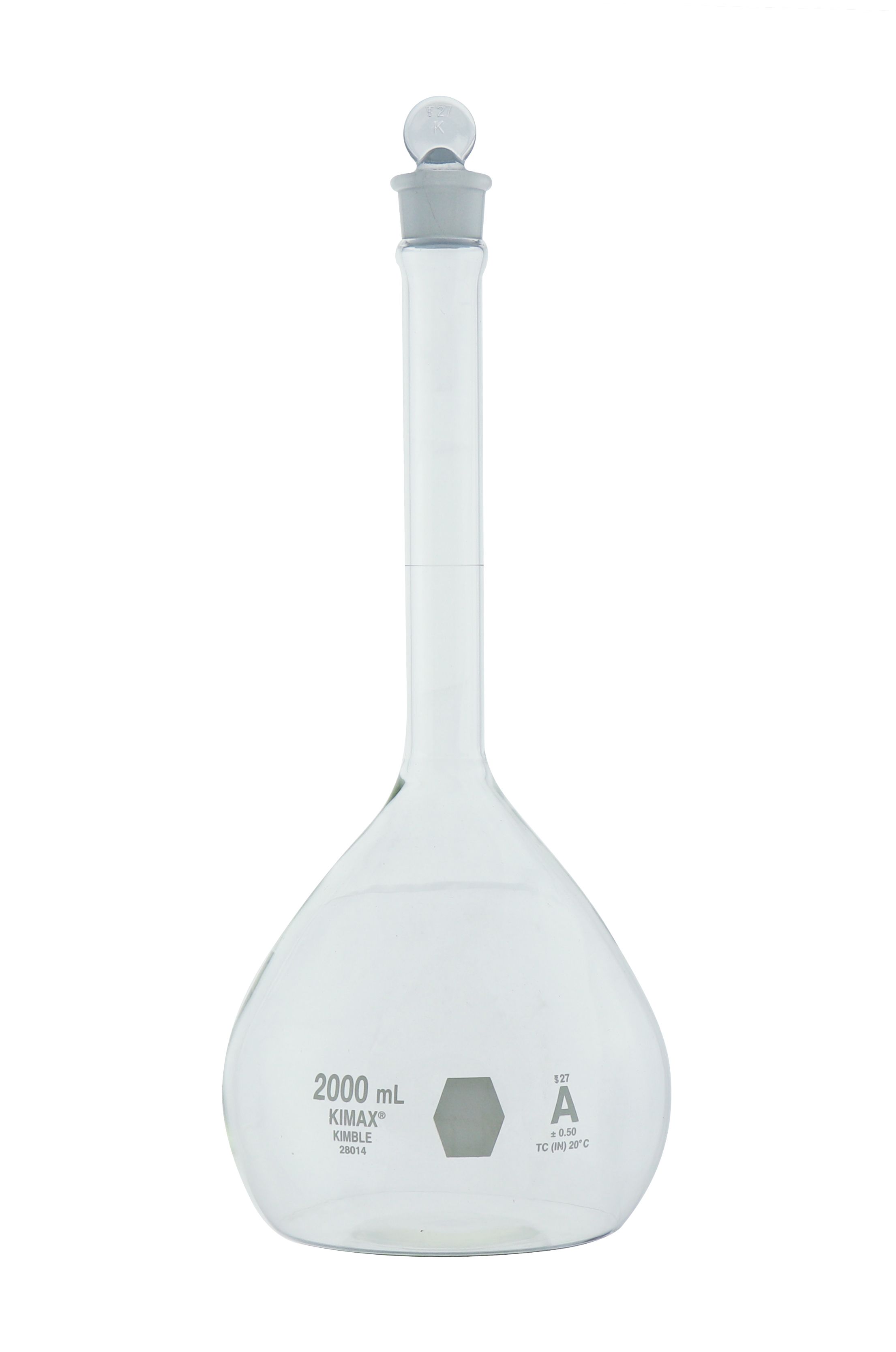 MATRAZ VOLUMÉTRICO DE 2L CLASE A ASTM. KIMAX