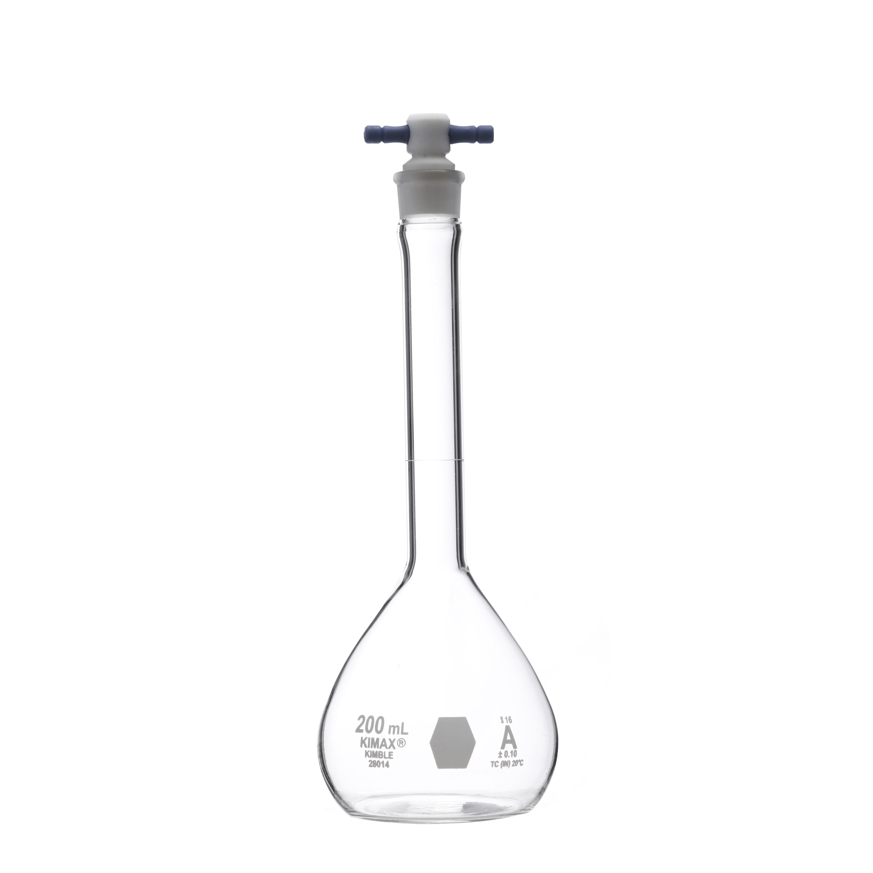 MATRAZ VOLUMÉTRICO DE 200ml CLASE A ASTM VIDRIO. KIMAX
