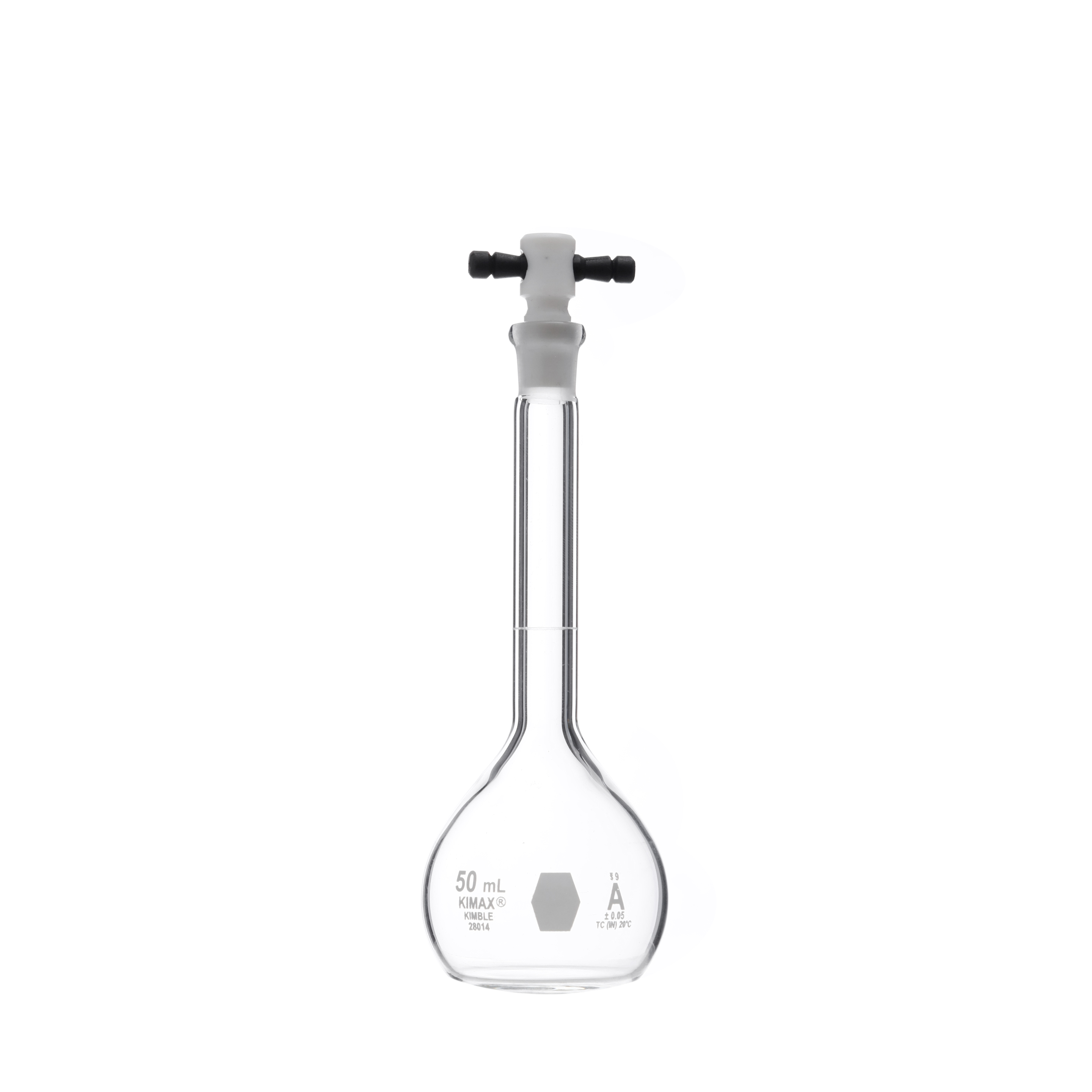 MATRAZ VOLUMÉTRICO DE 50ml CLASE A ASTM VIDRIO. KIMAX