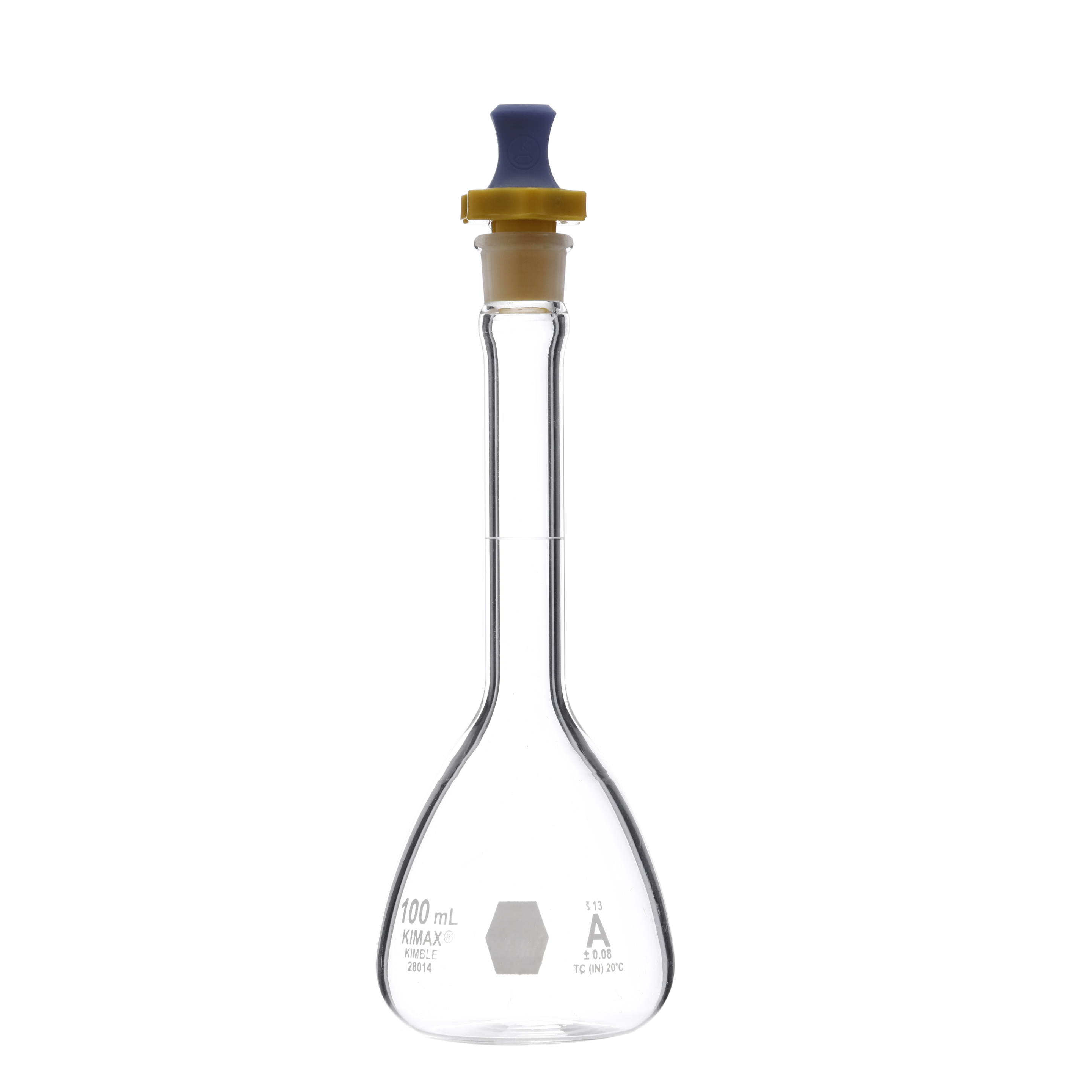 MATRAZ VOLUMÉTRICO DE 100ml CLASE A ASTM VIDRIO. KIMAX